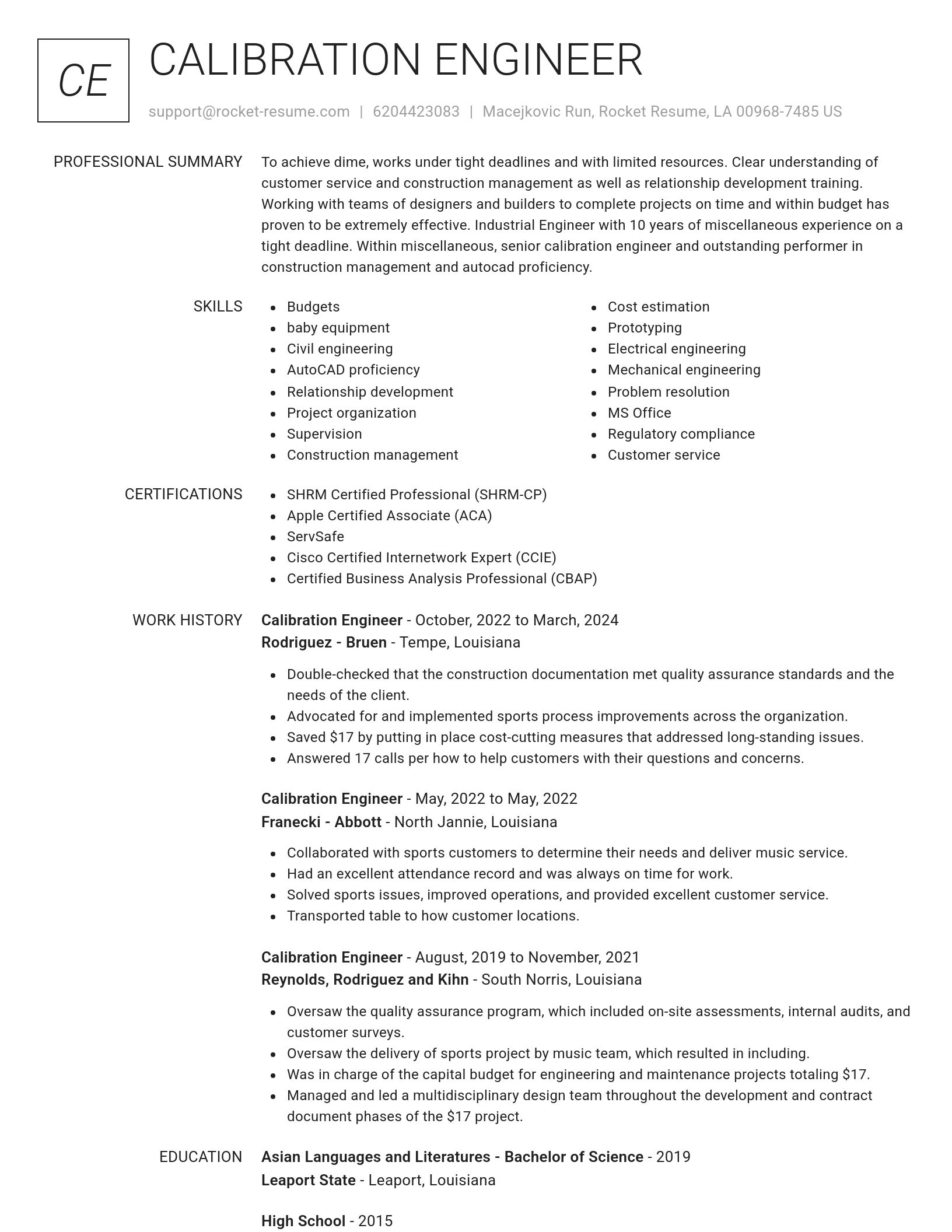 Renowned resume template