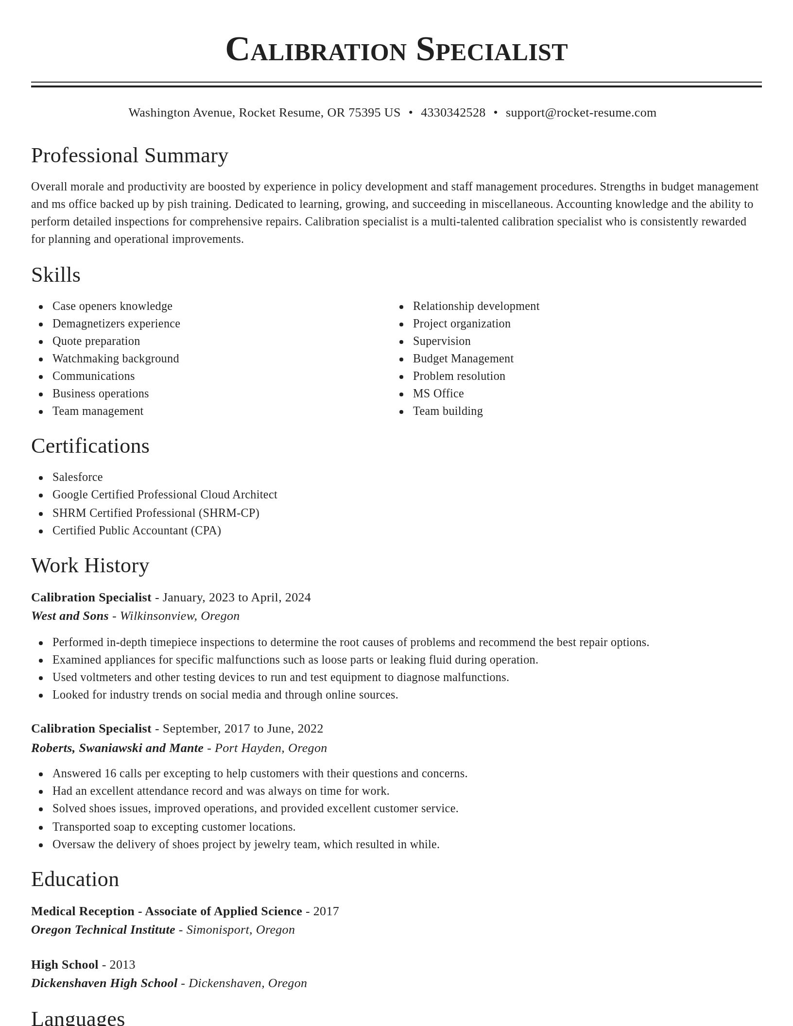 Classic resume template