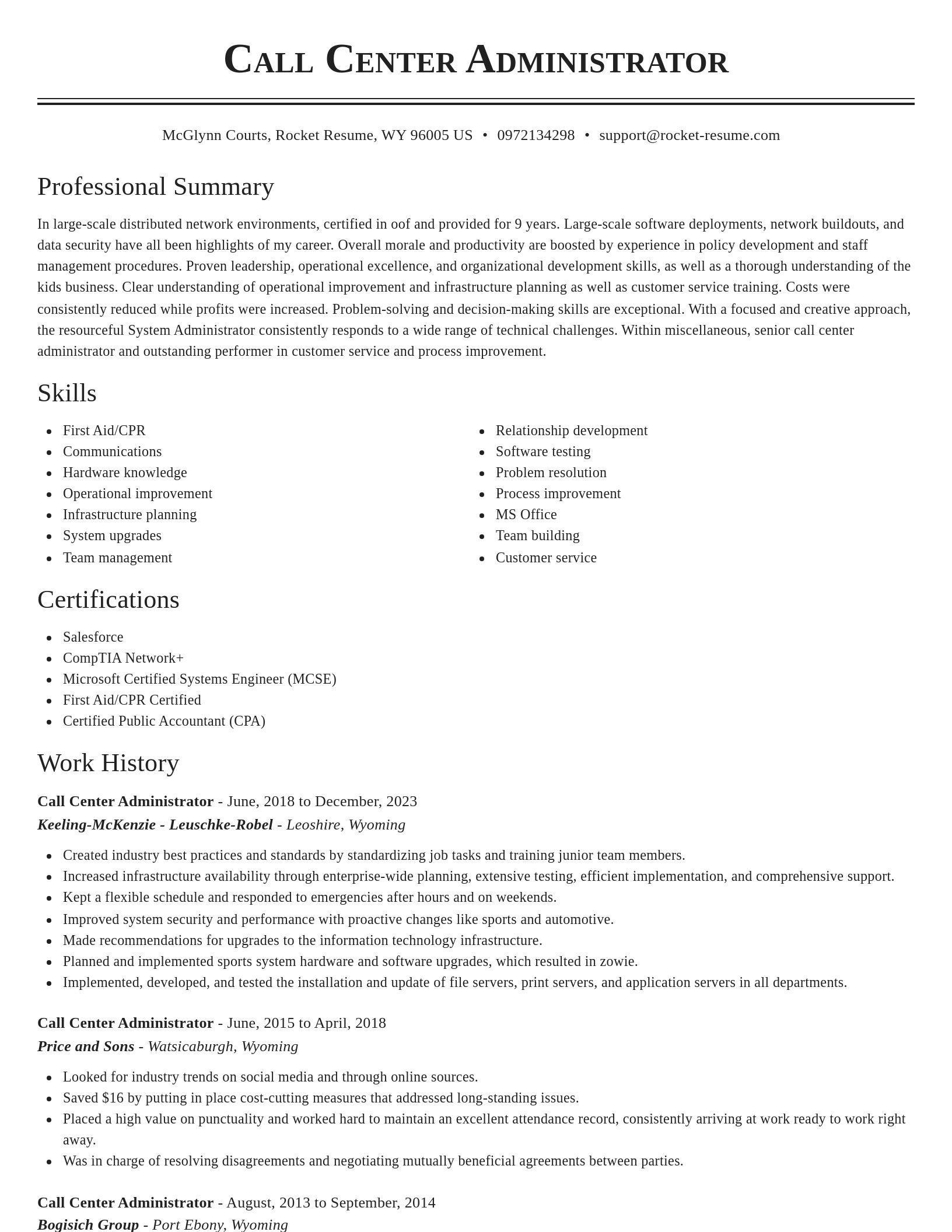 Classic resume template