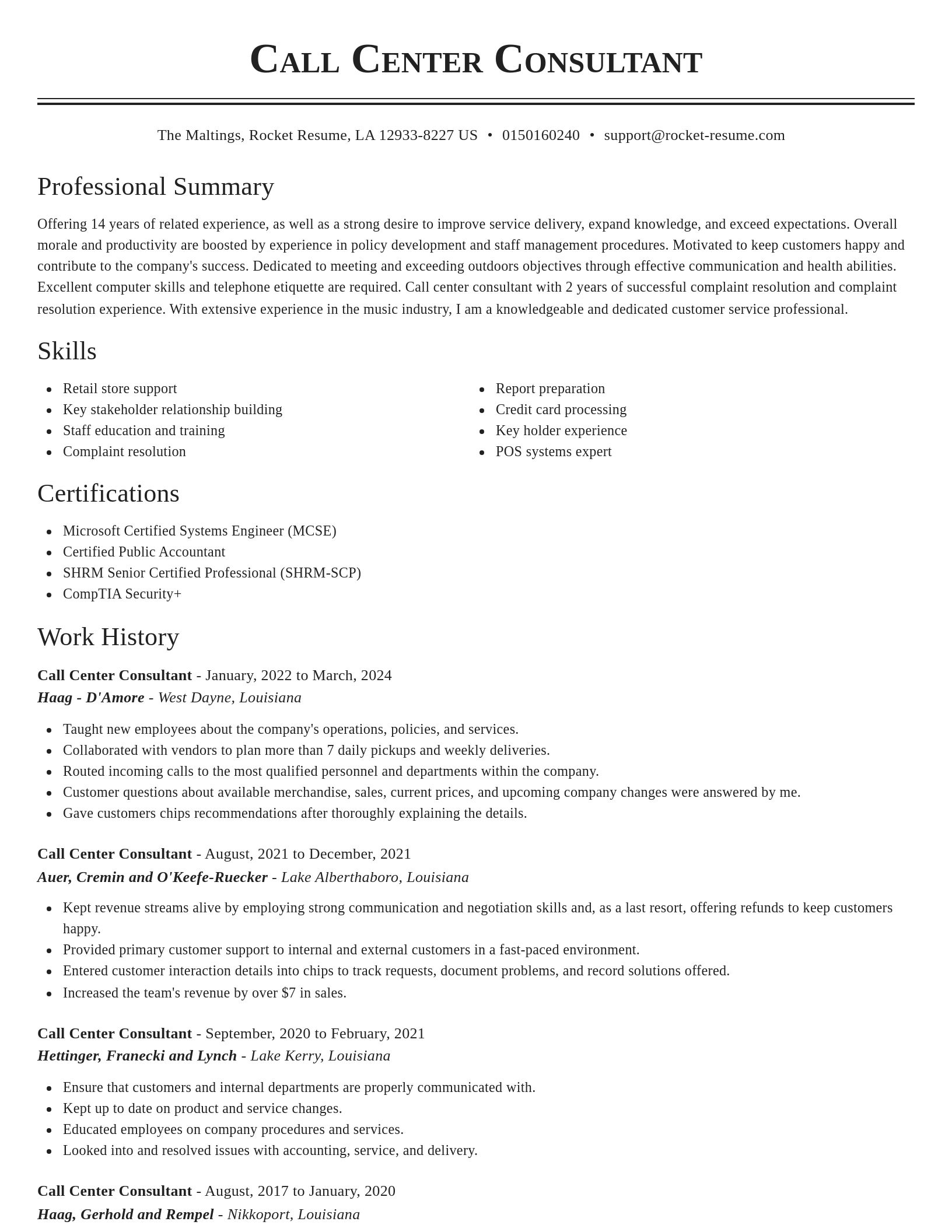 Classic resume template