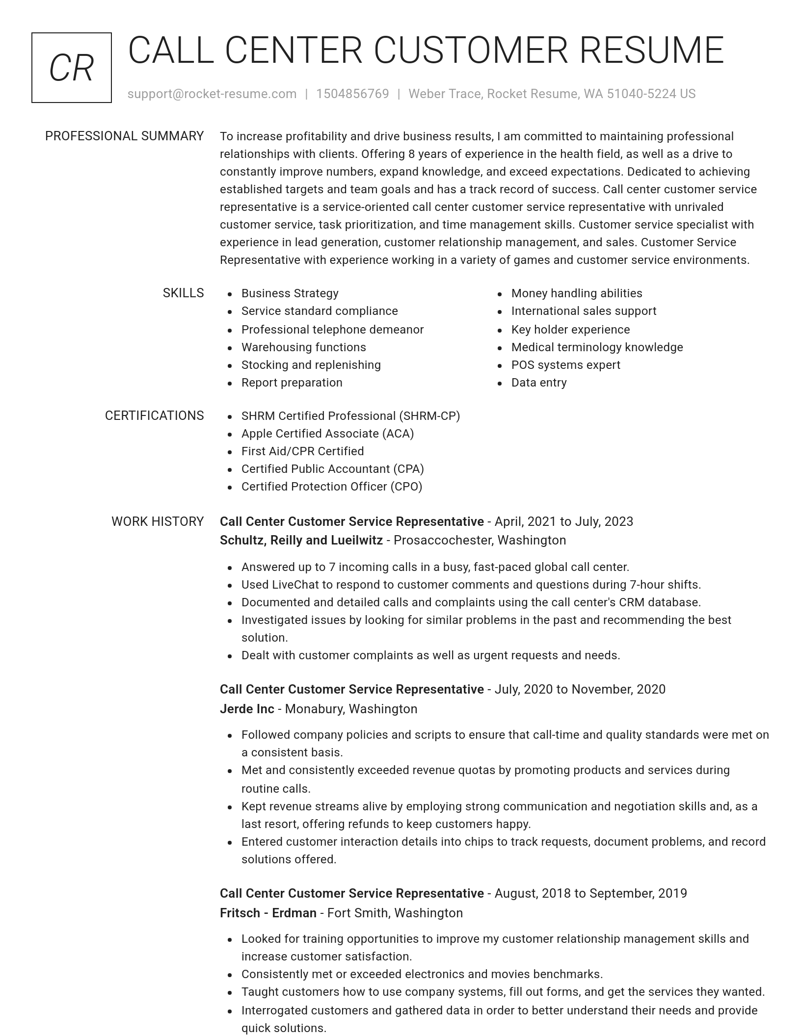 Renowned resume template