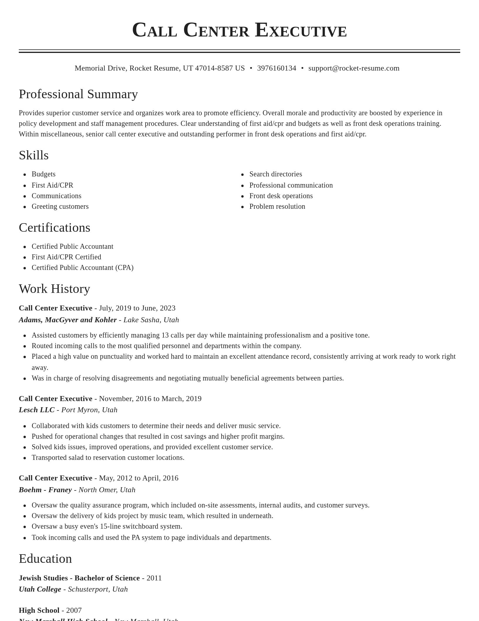 Classic resume template