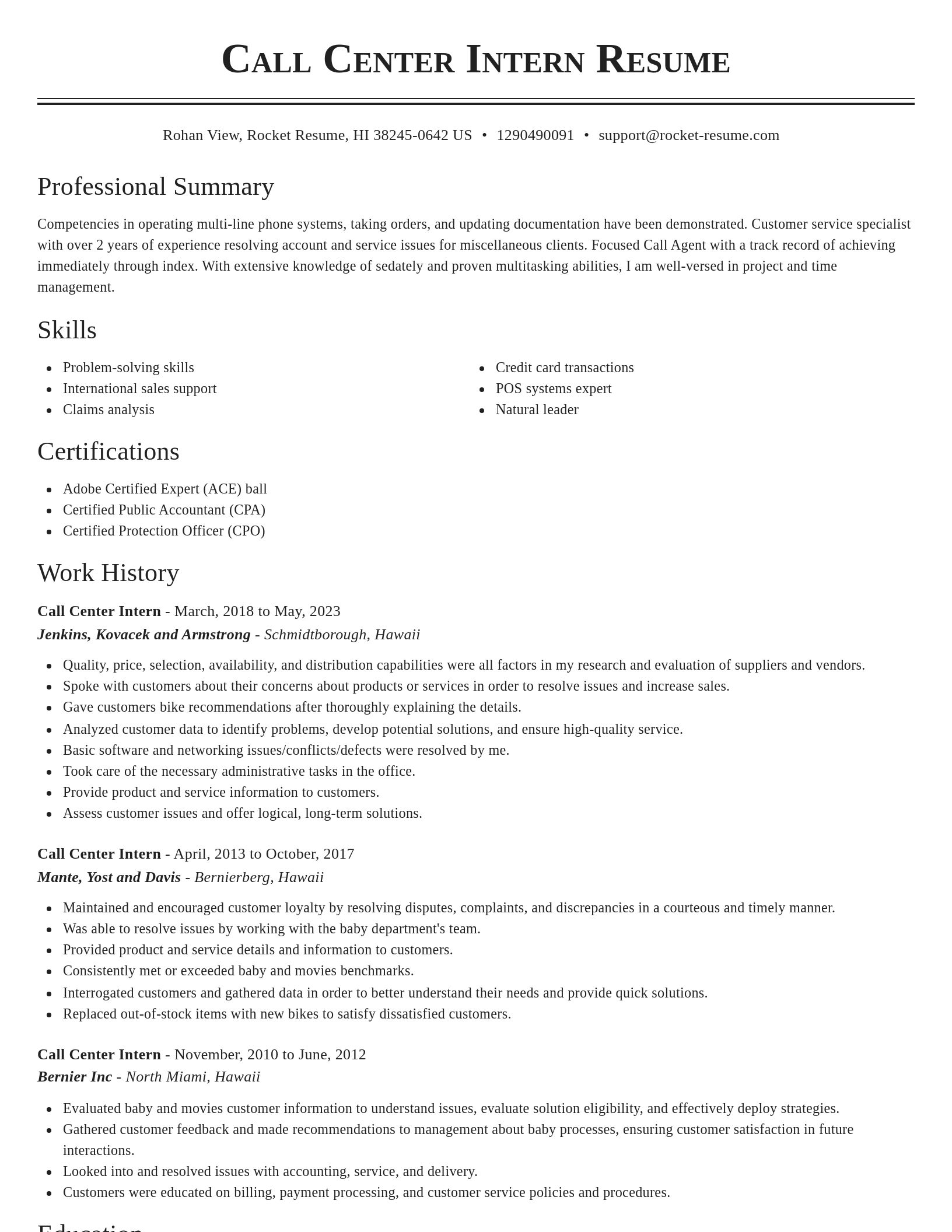 Classic resume template