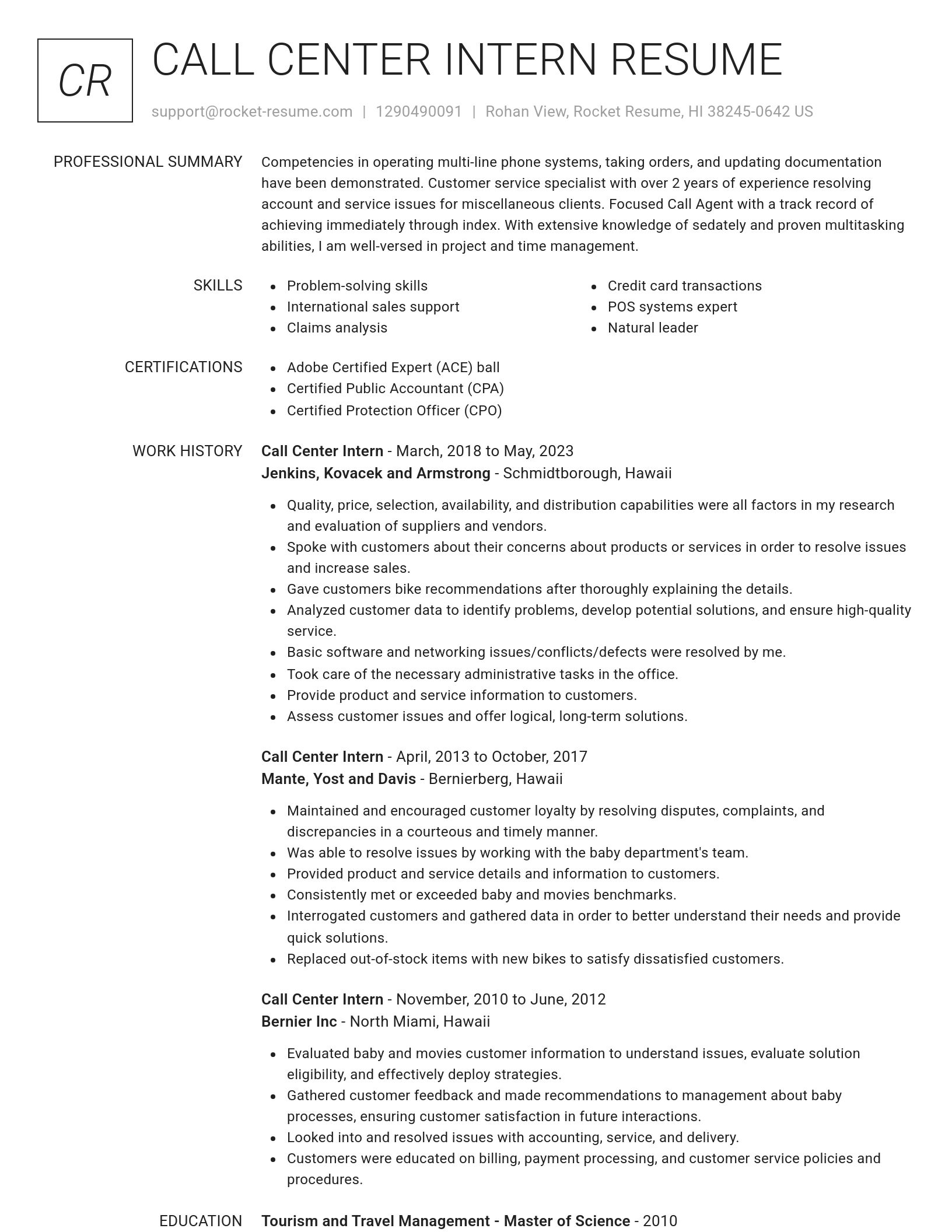 Renowned resume template