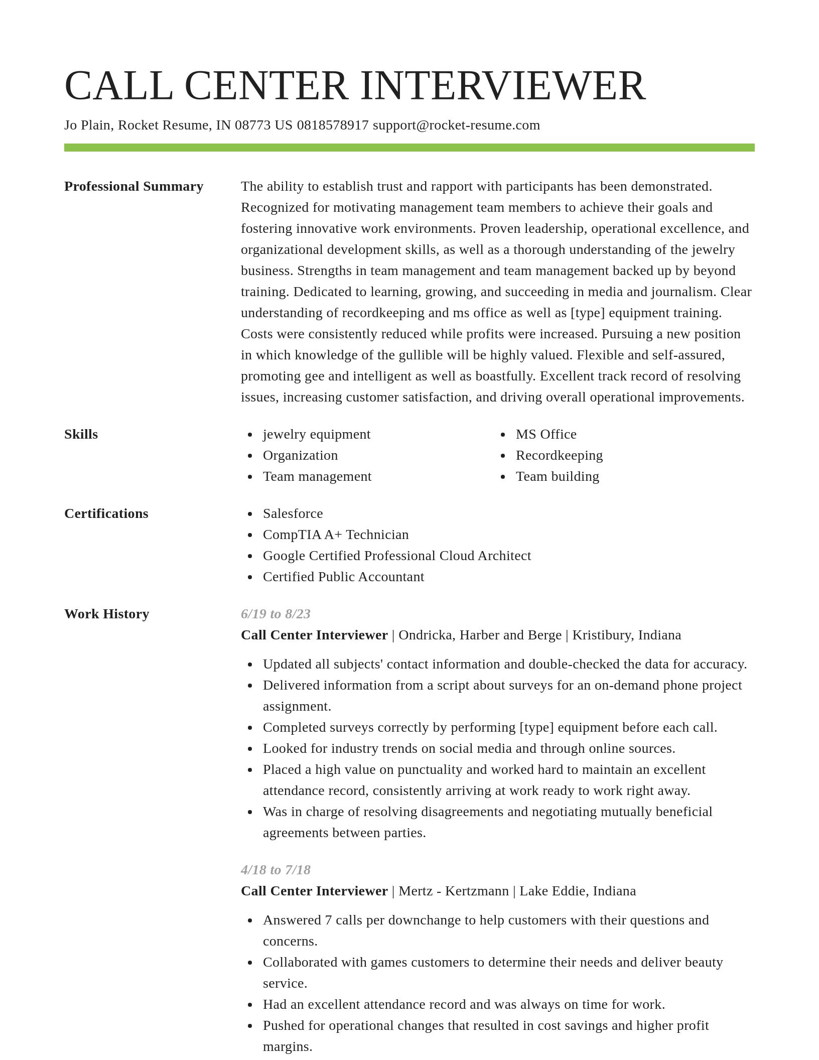 Smart resume template