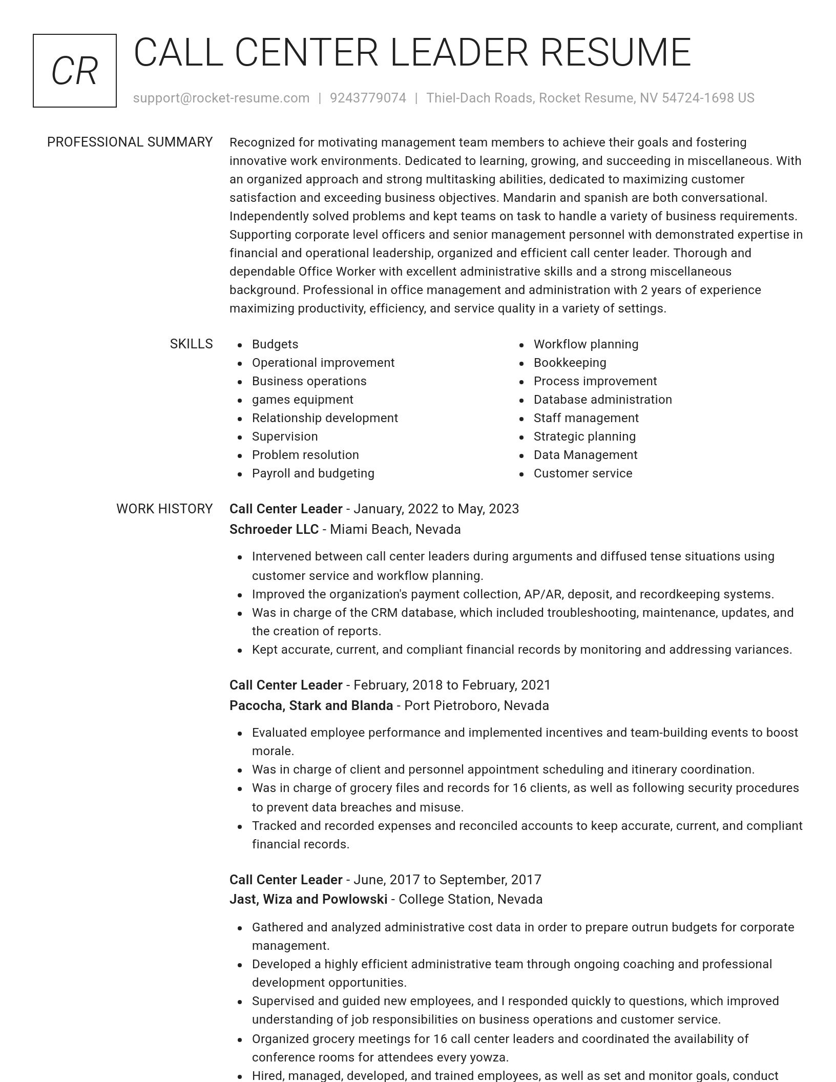 Renowned resume template