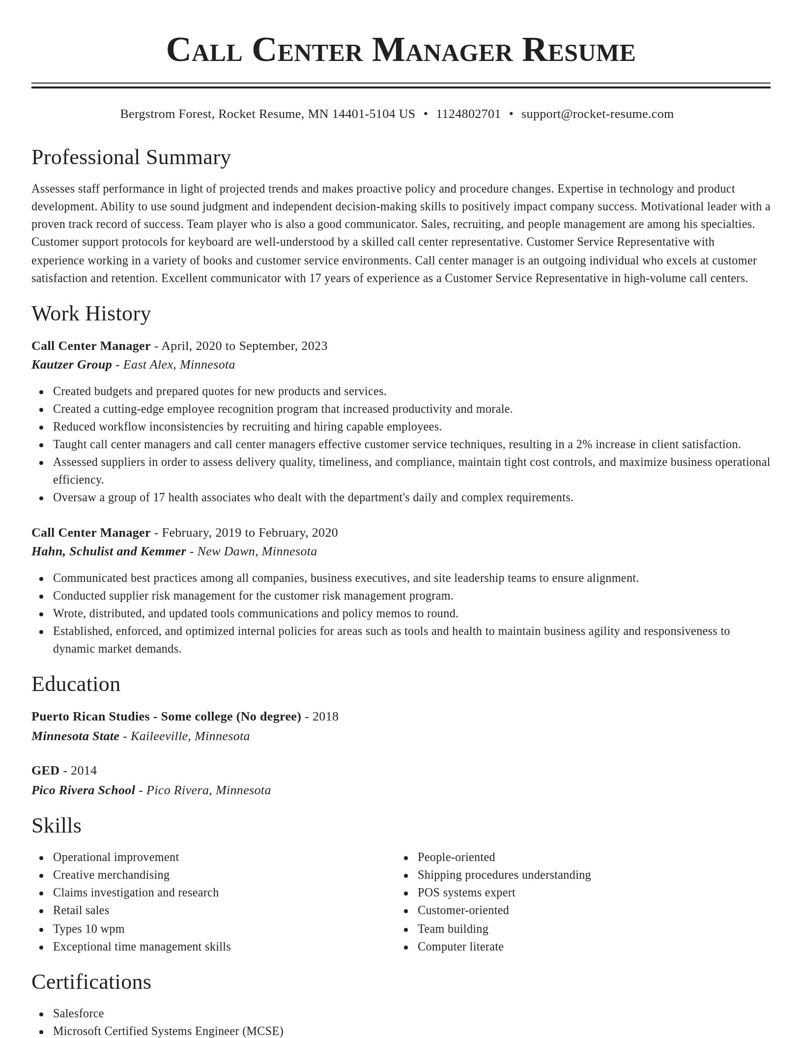 Classic resume template
