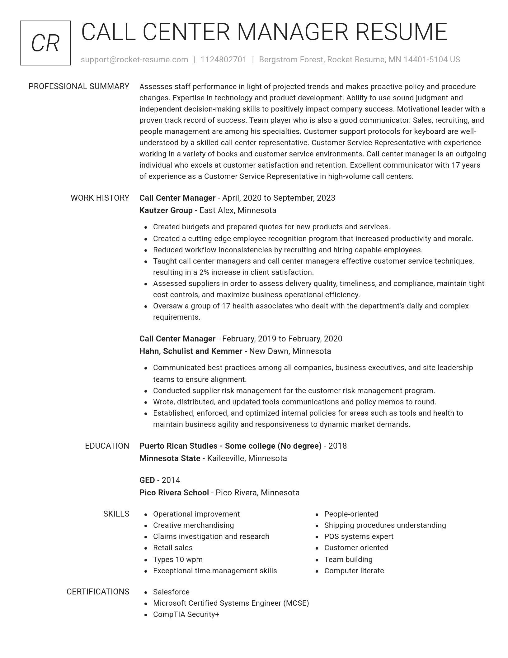 Renowned resume template