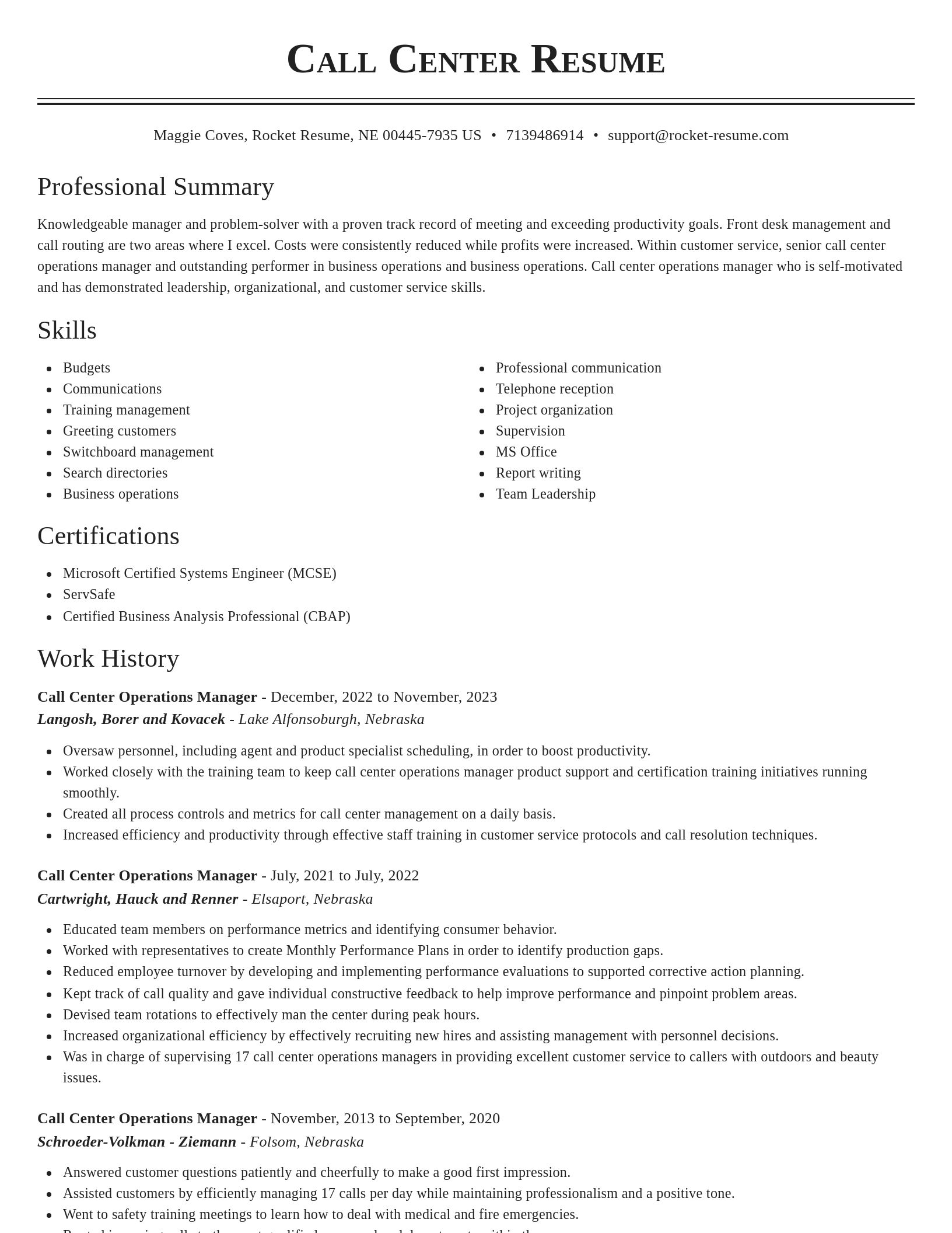 Classic resume template