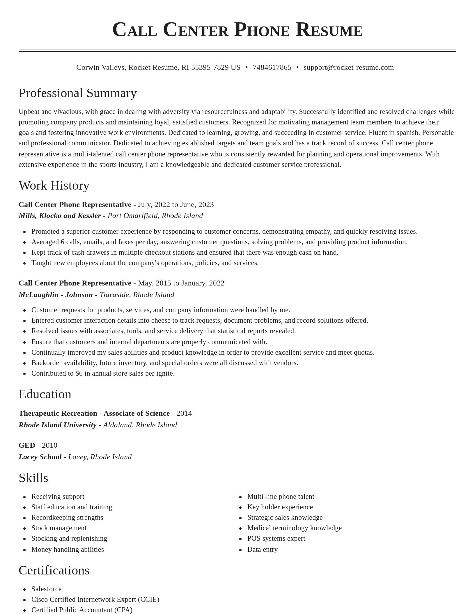Classic resume template