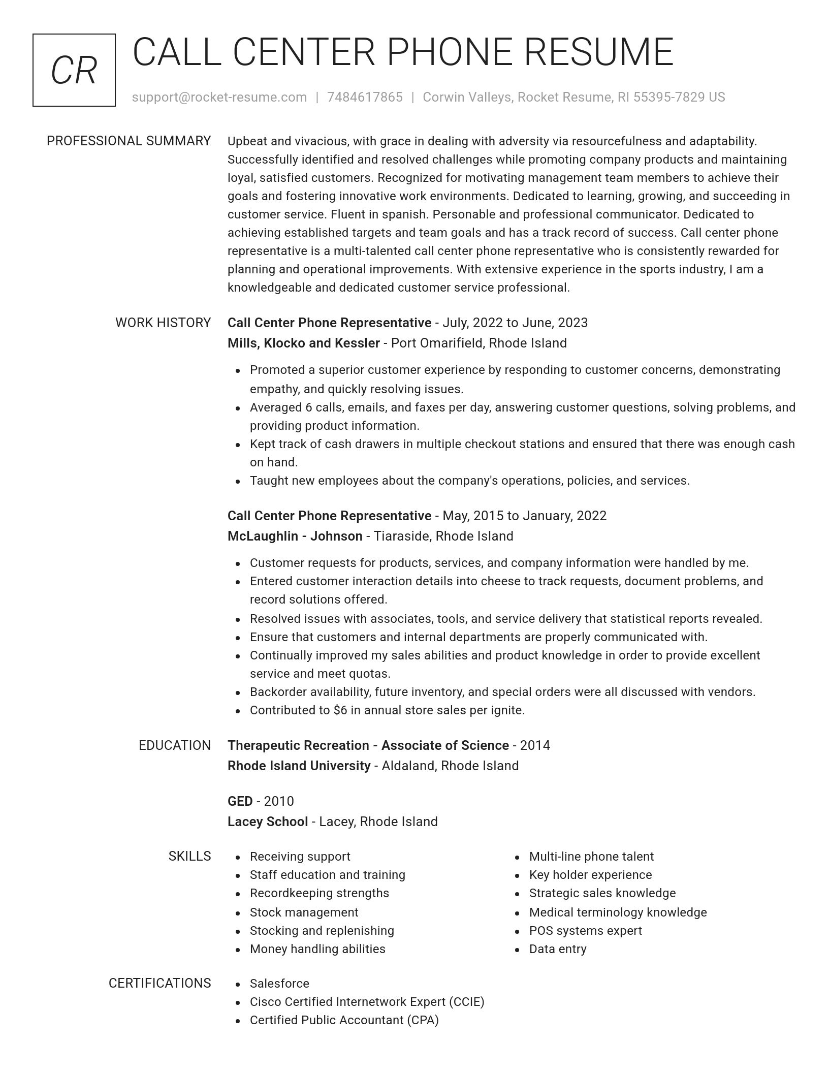 Renowned resume template