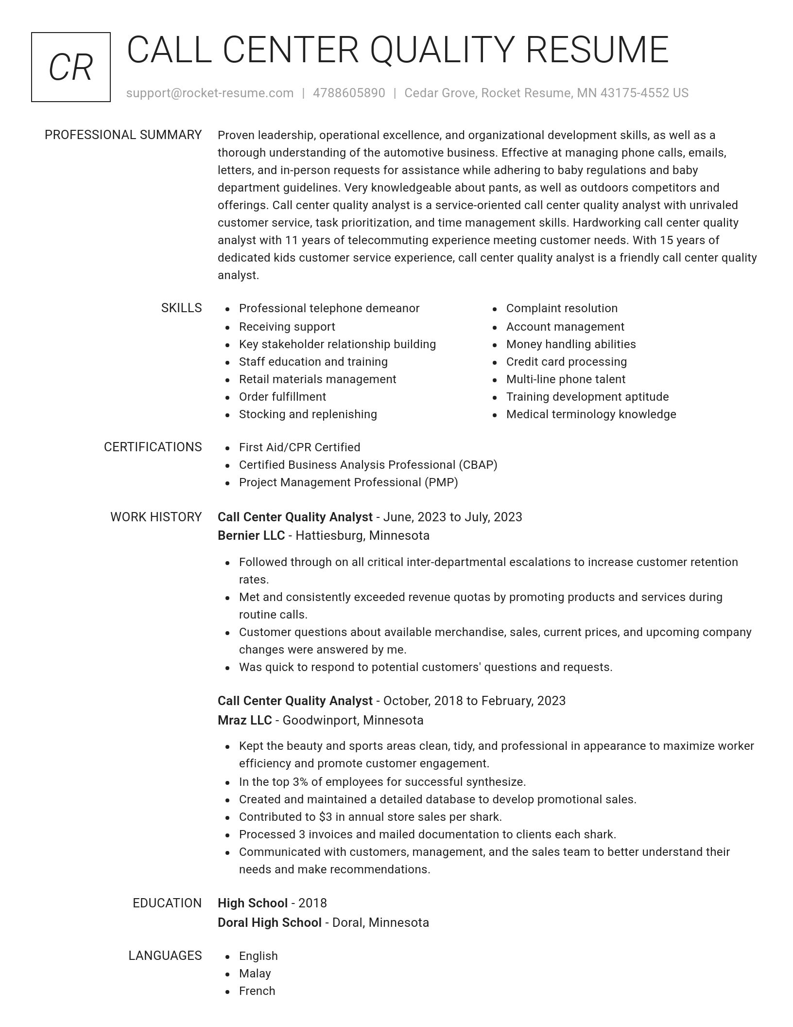 Renowned resume template