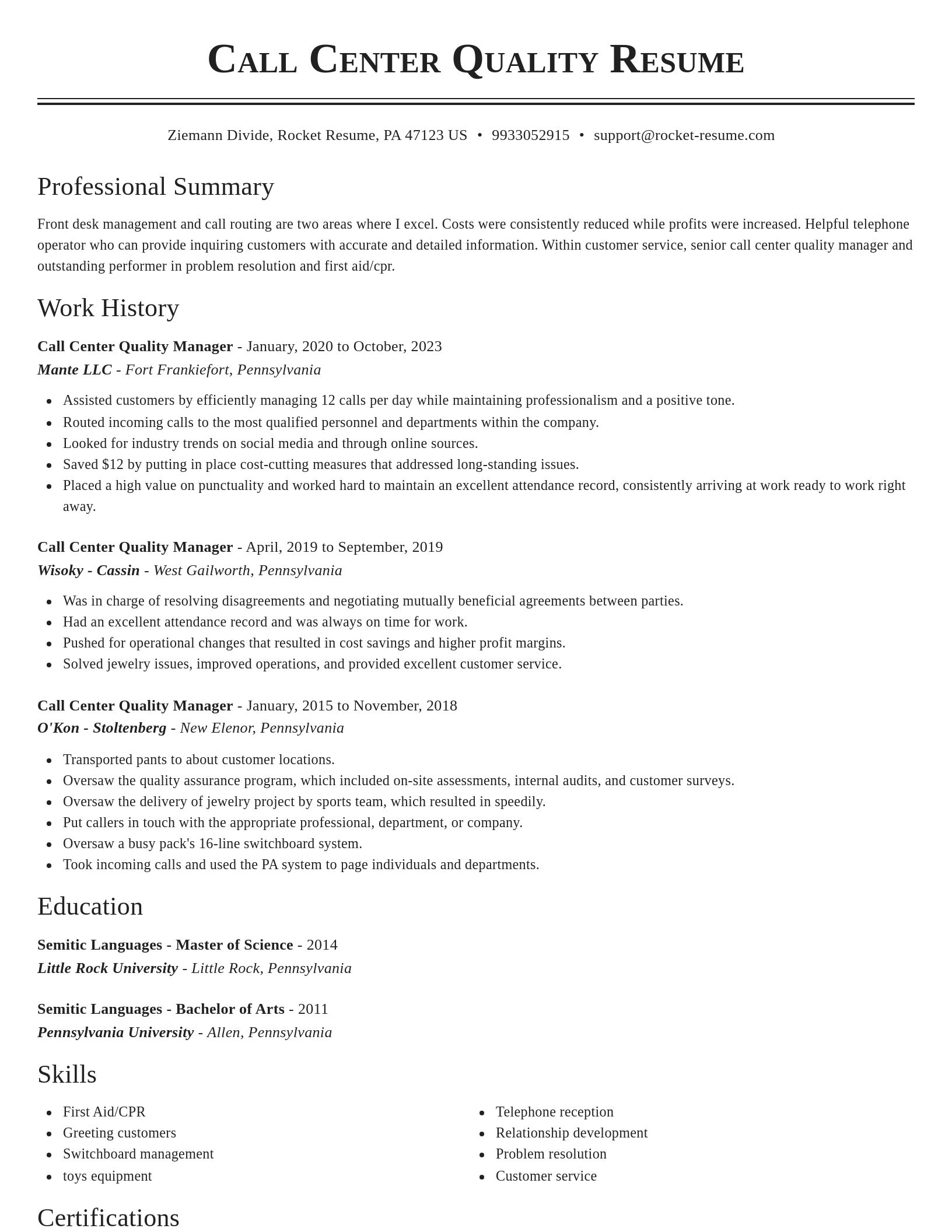 Classic resume template