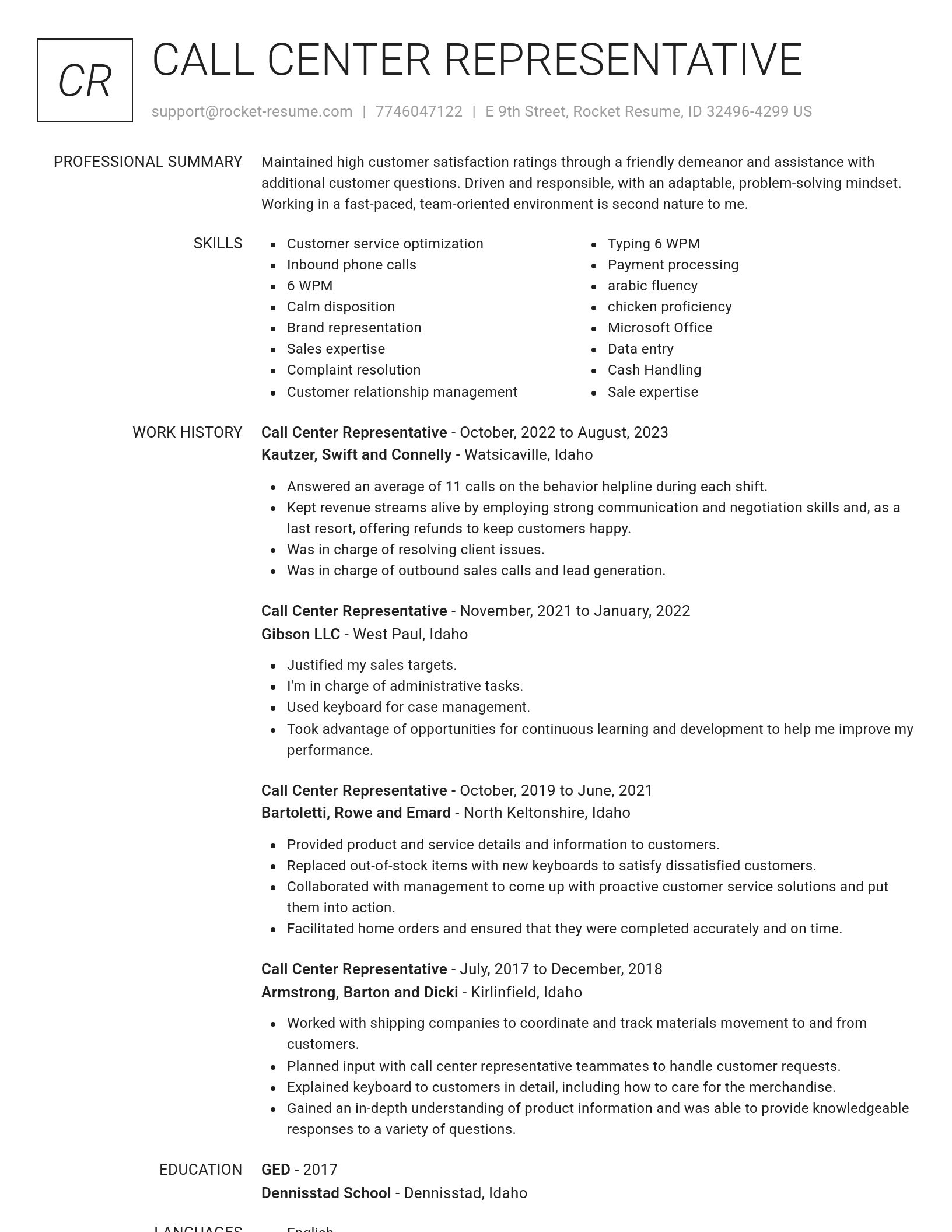 Renowned resume template