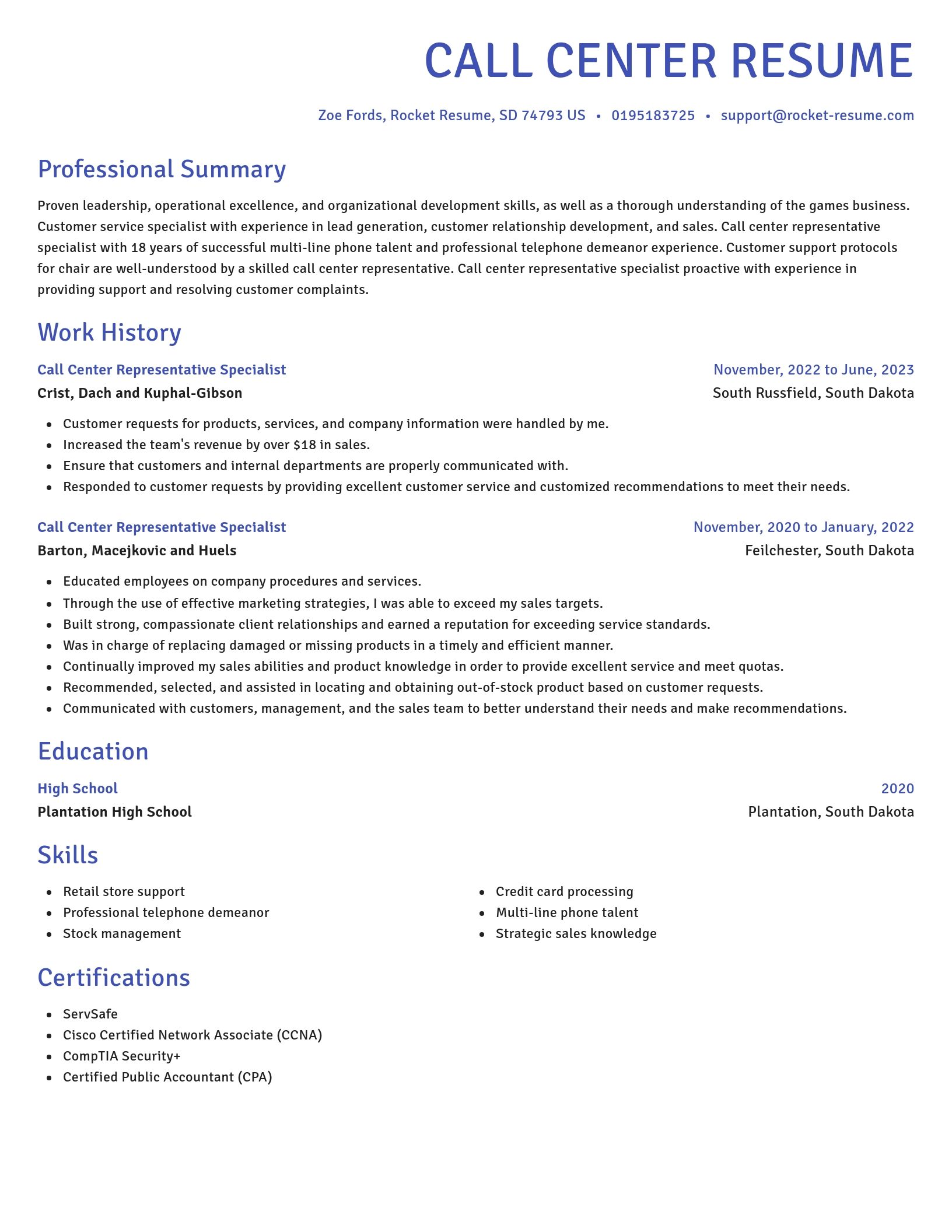 Novel resume template