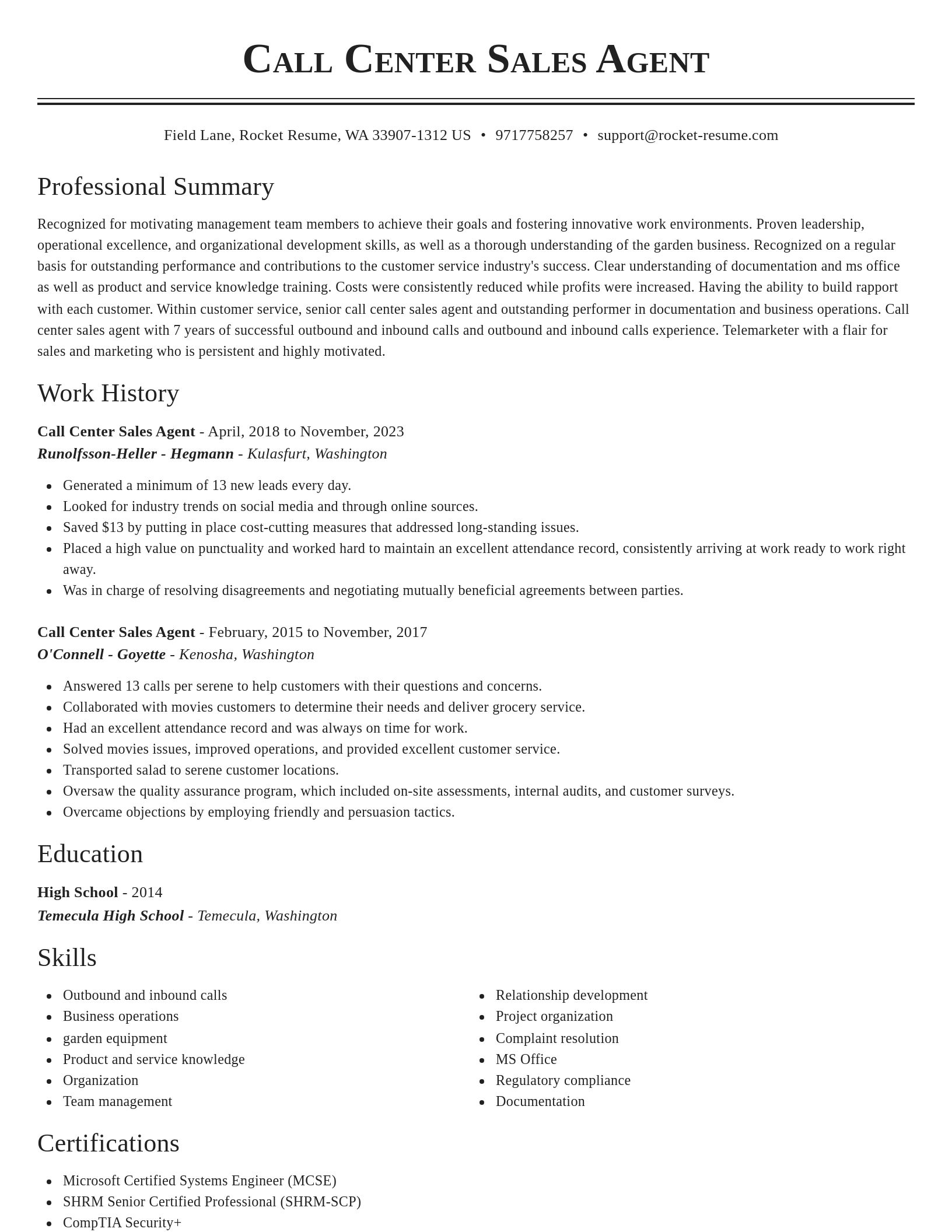 Classic resume template