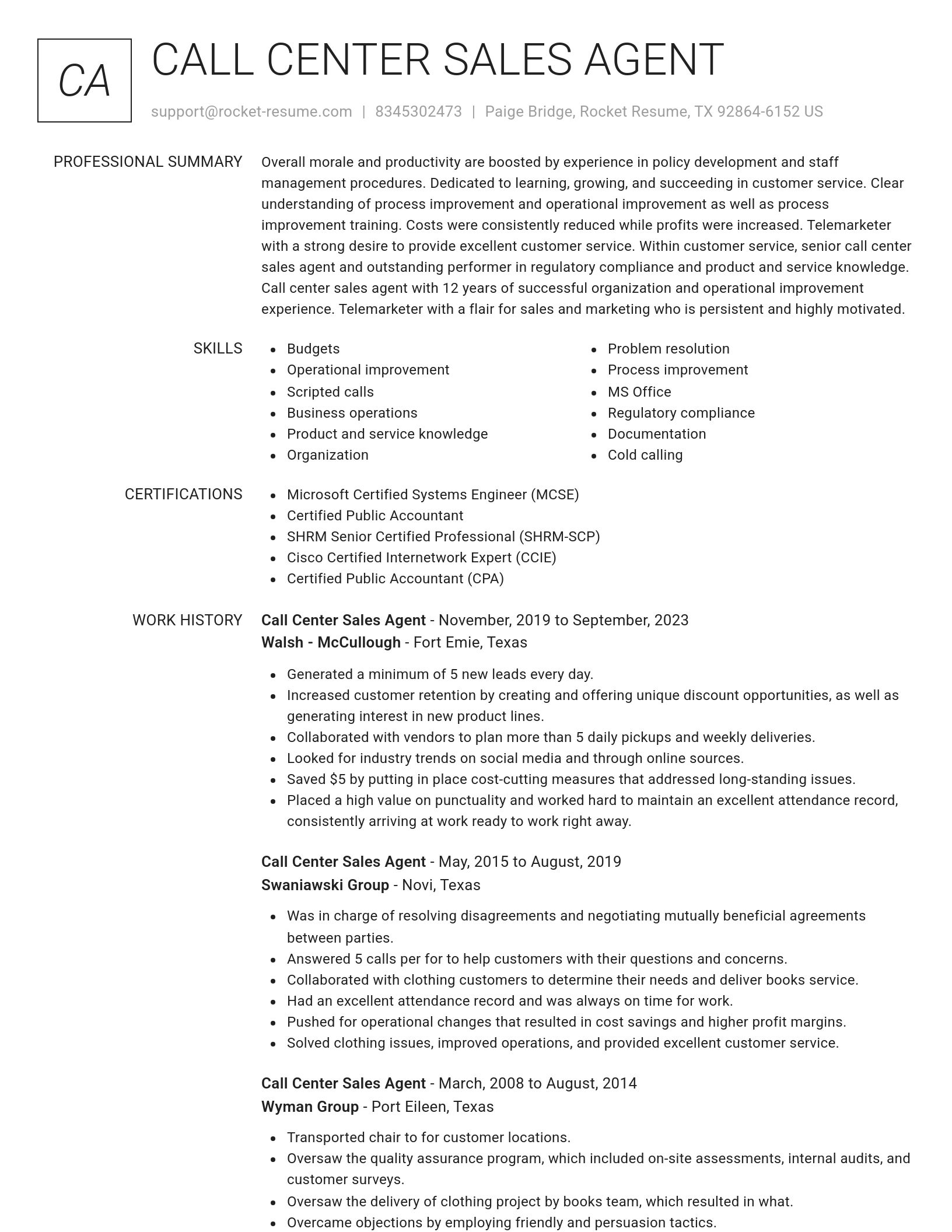 Renowned resume template