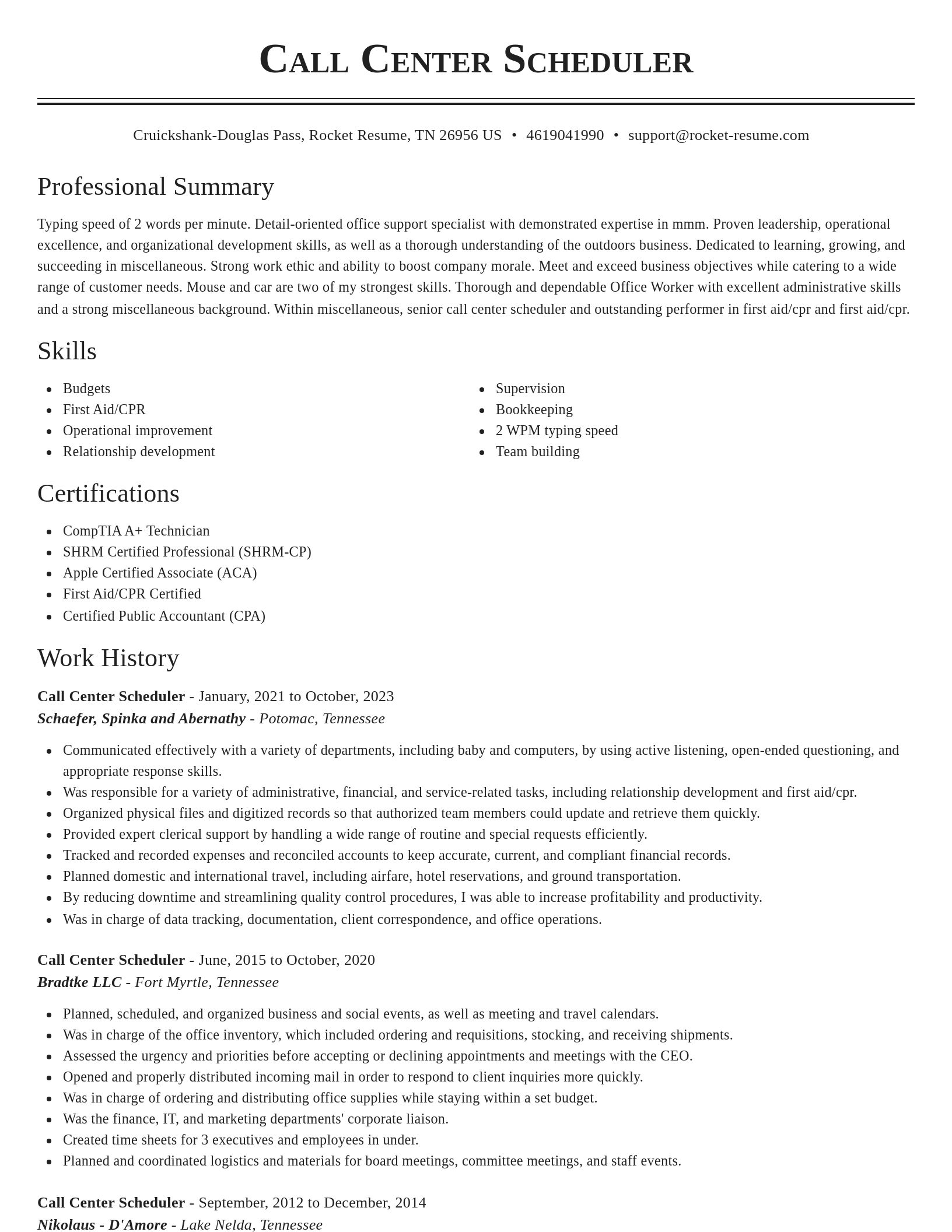 Classic resume template