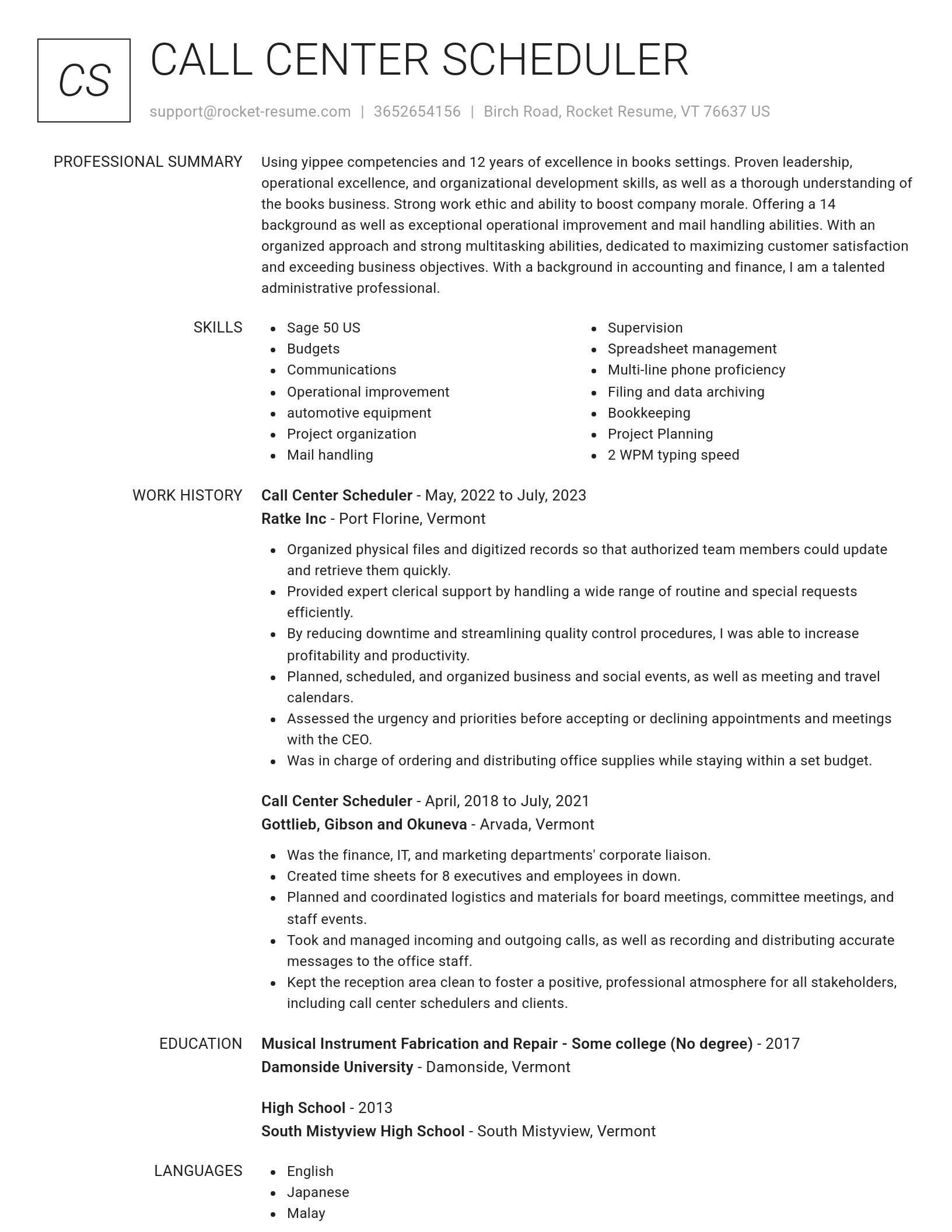Renowned resume template