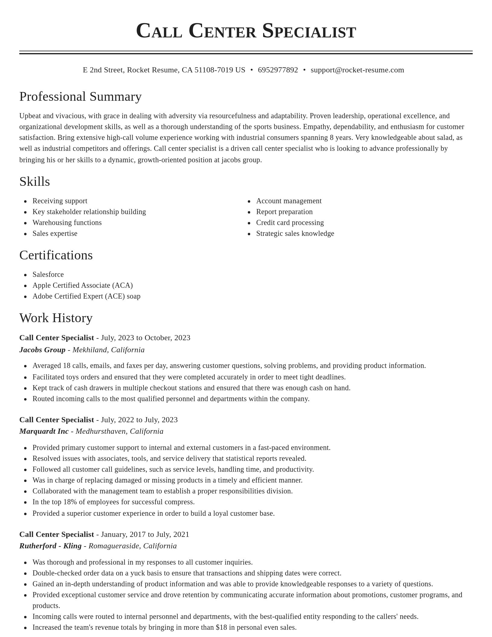 Classic resume template