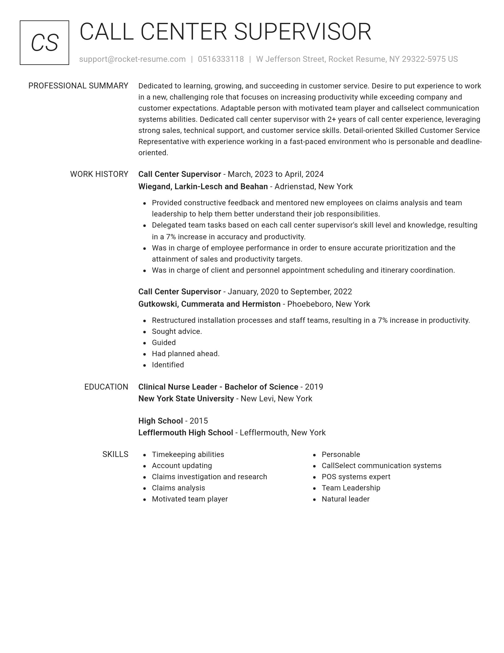 Renowned resume template