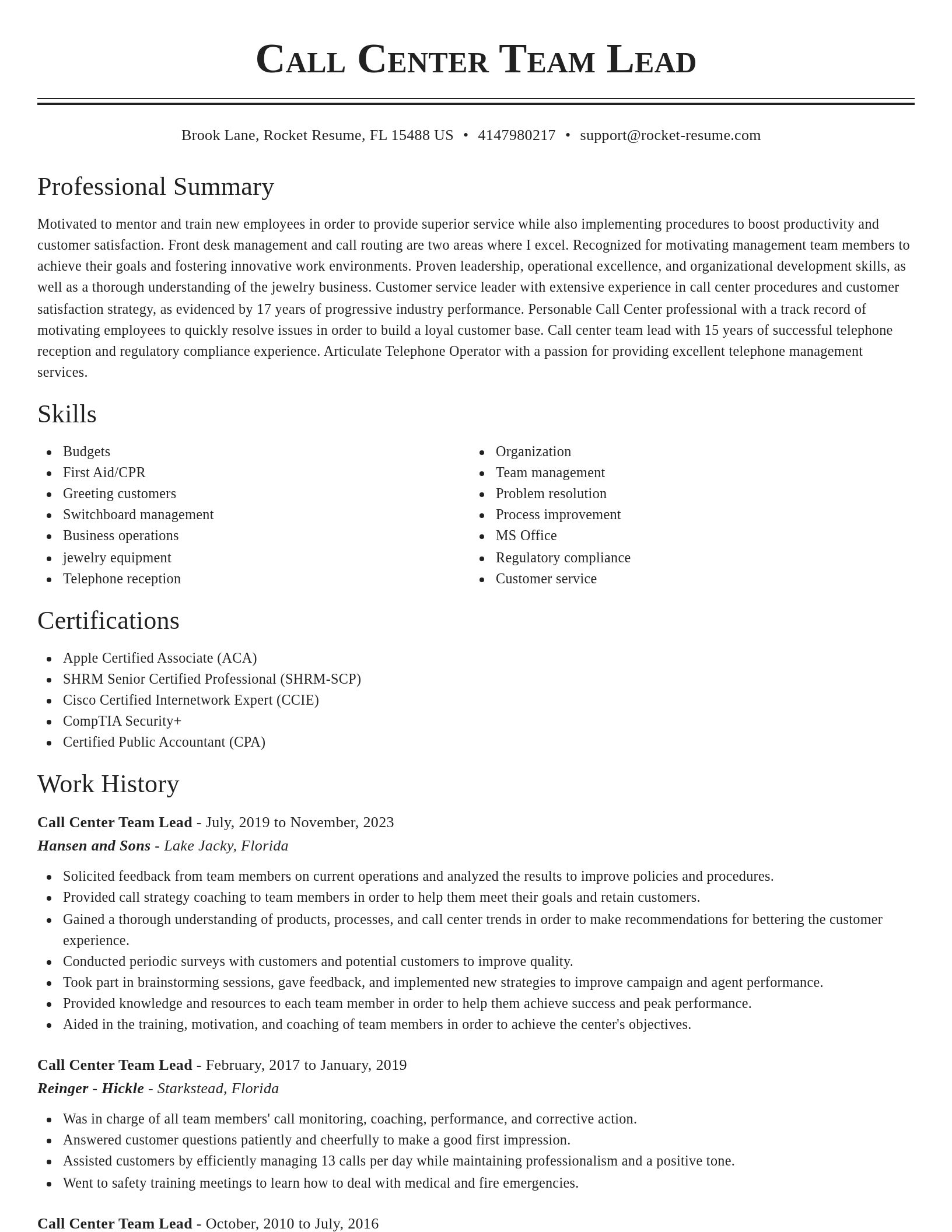 Classic resume template