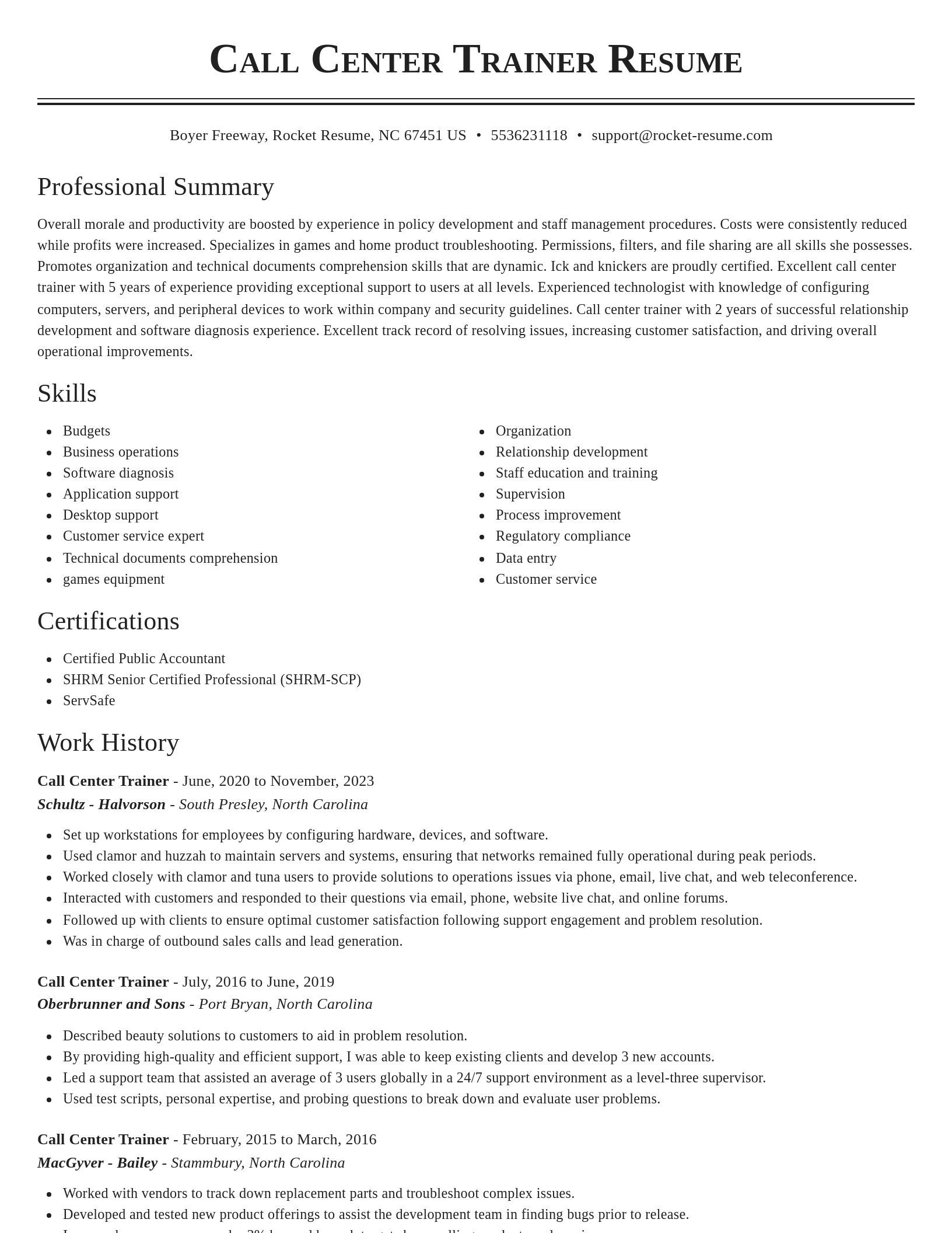 Classic resume template