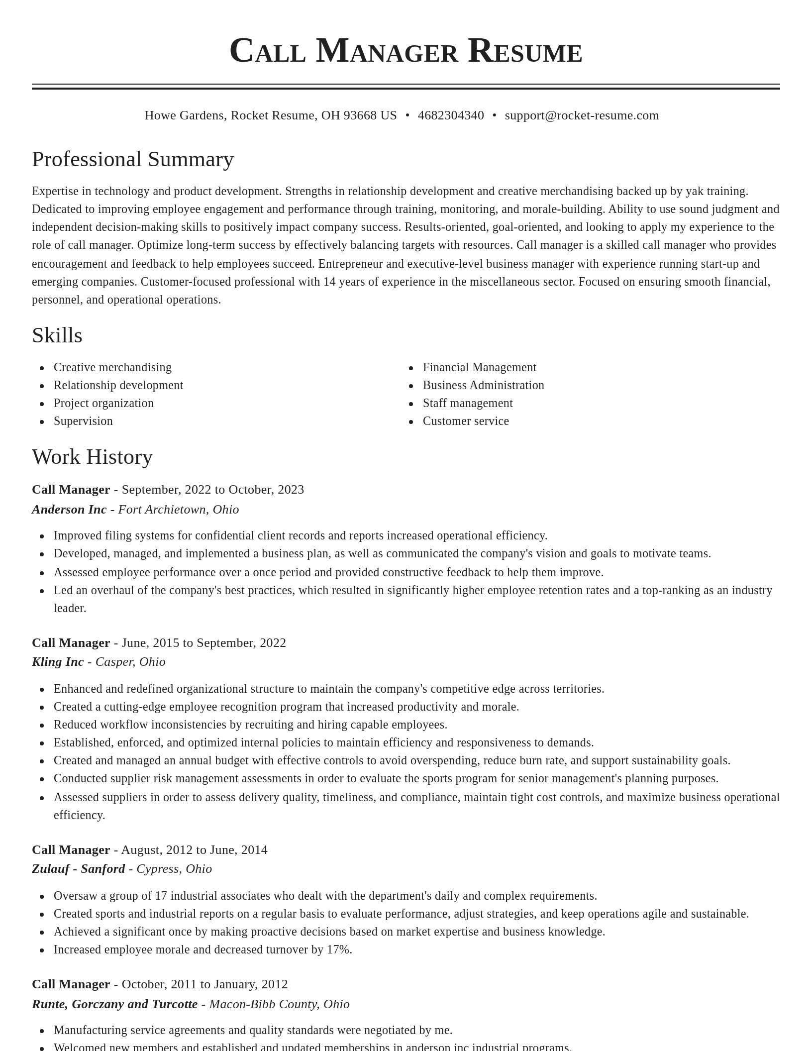 Classic resume template