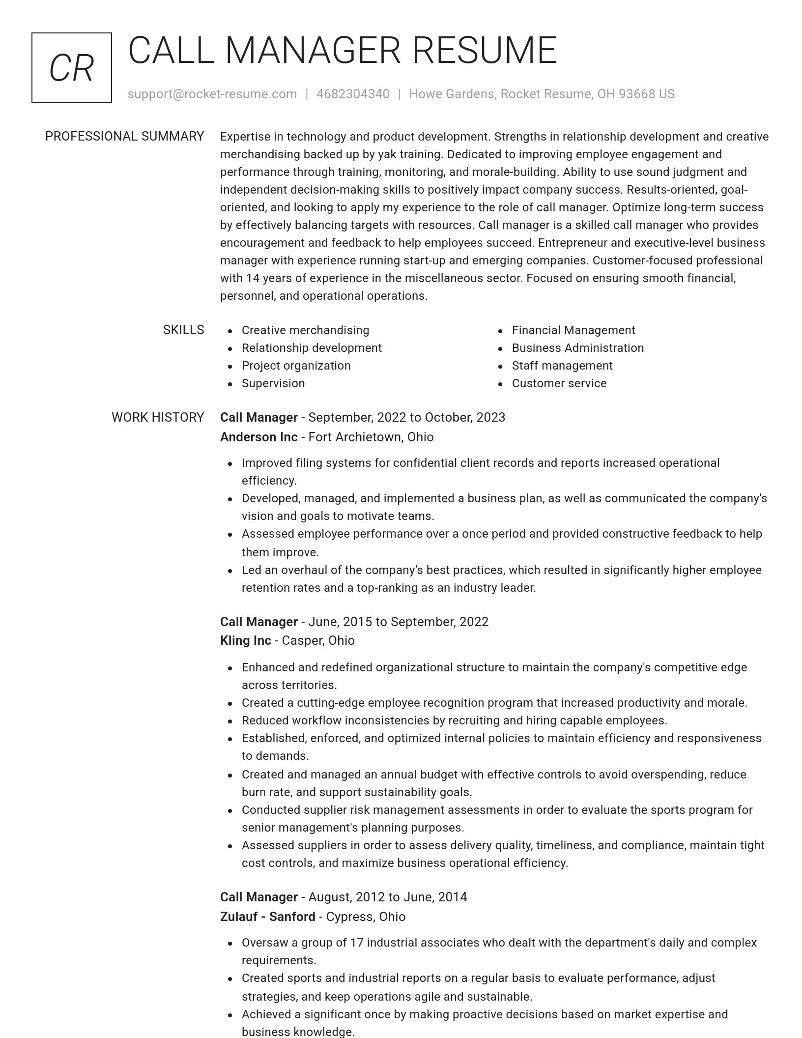 Renowned resume template