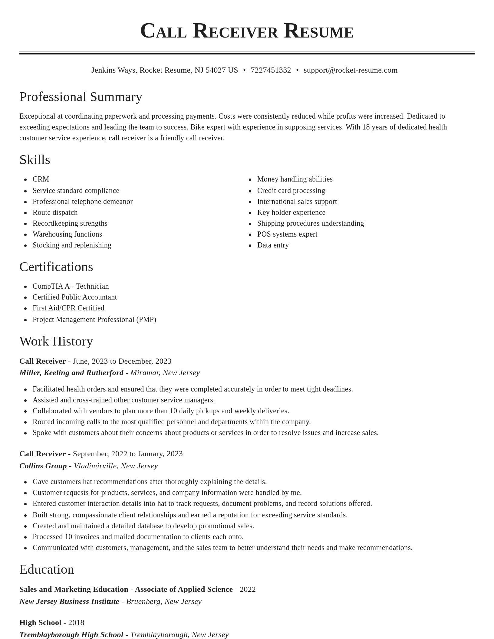 Classic resume template