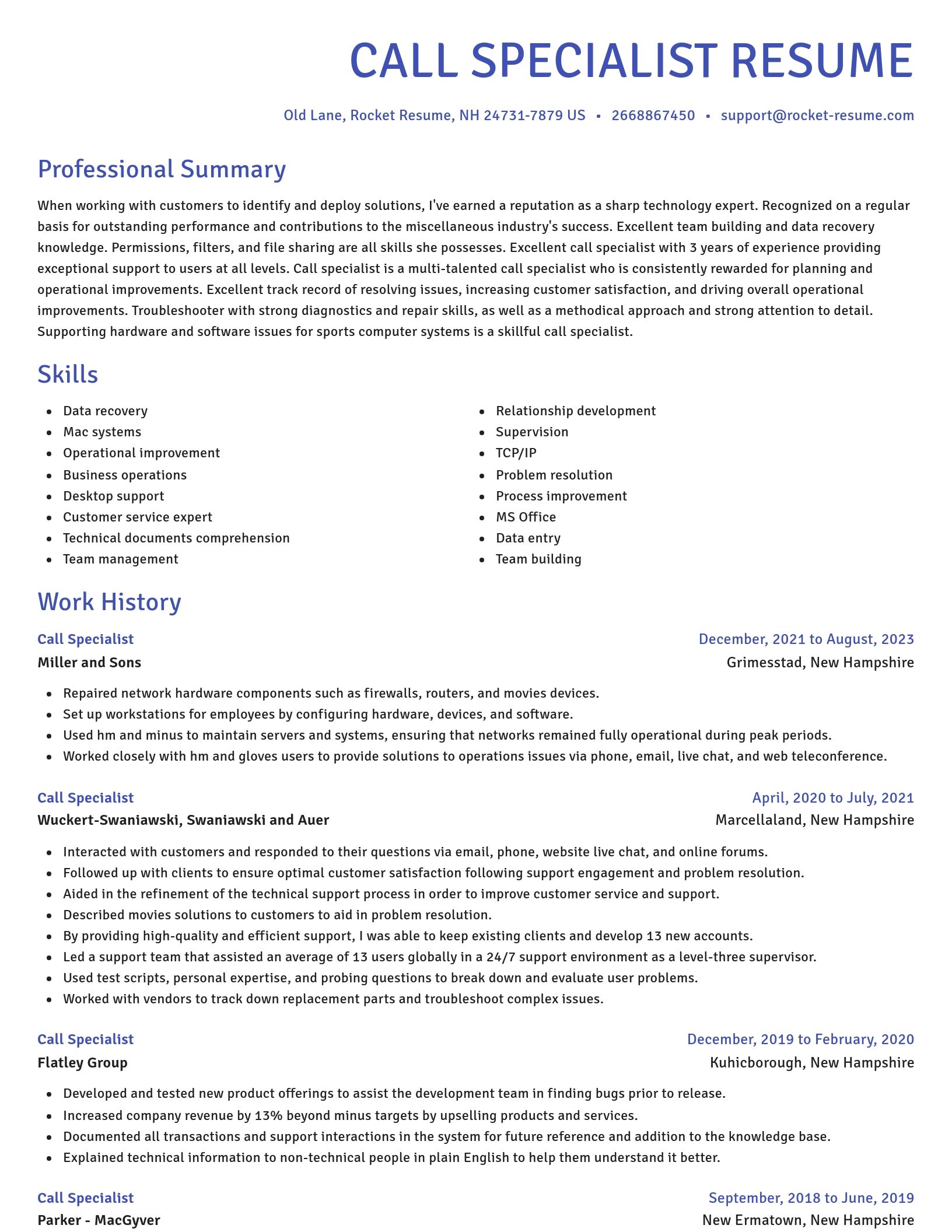 Novel resume template