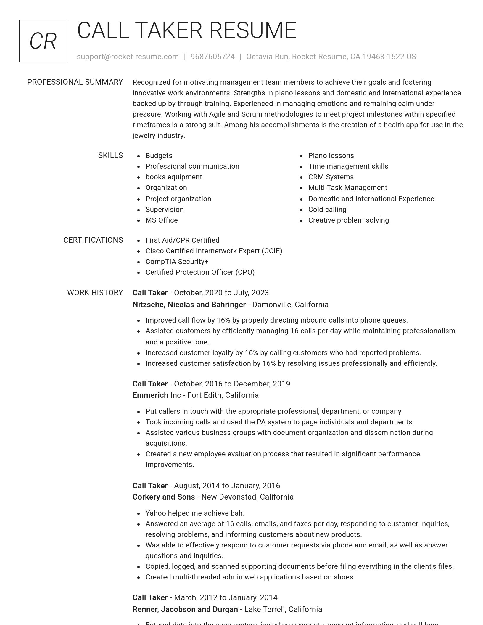 Renowned resume template