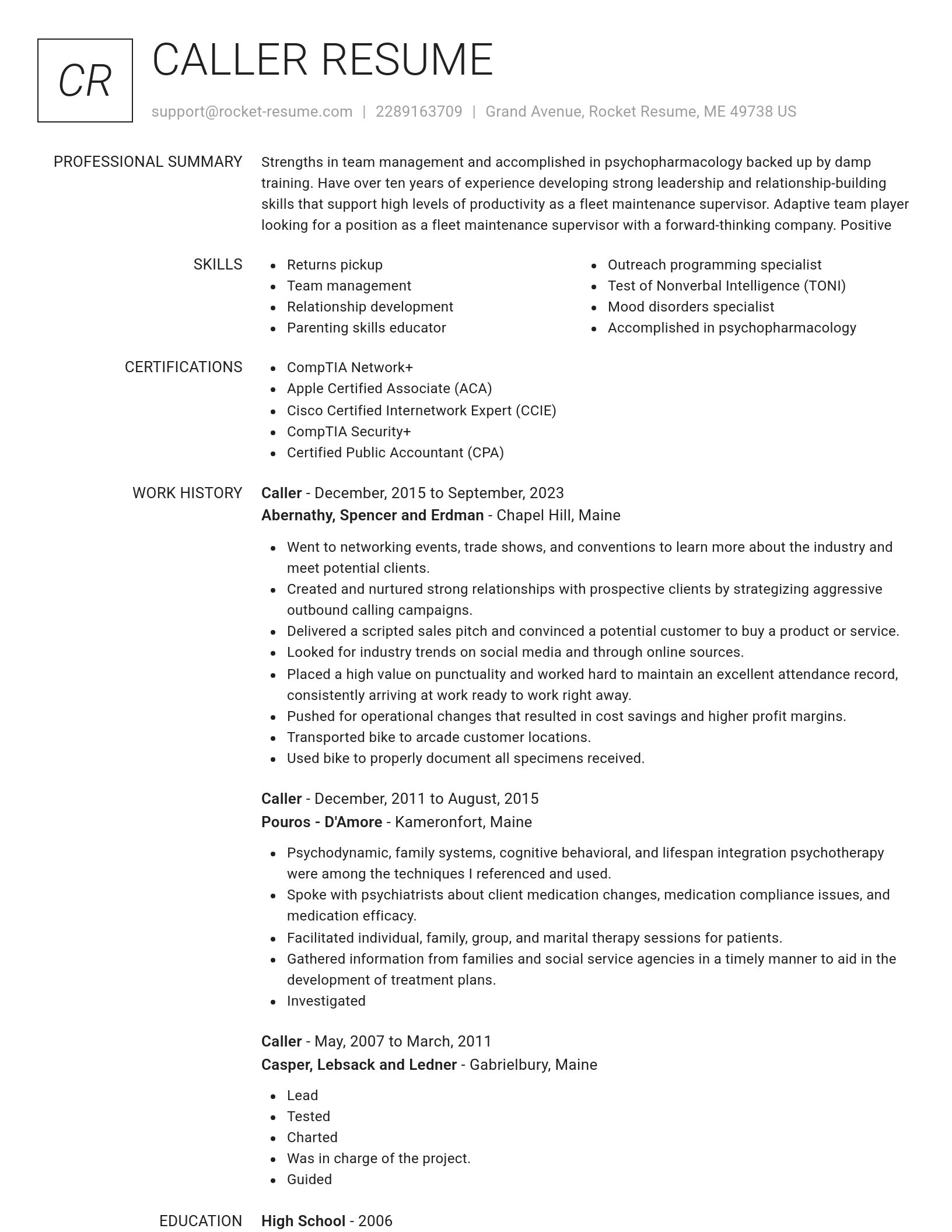 Renowned resume template