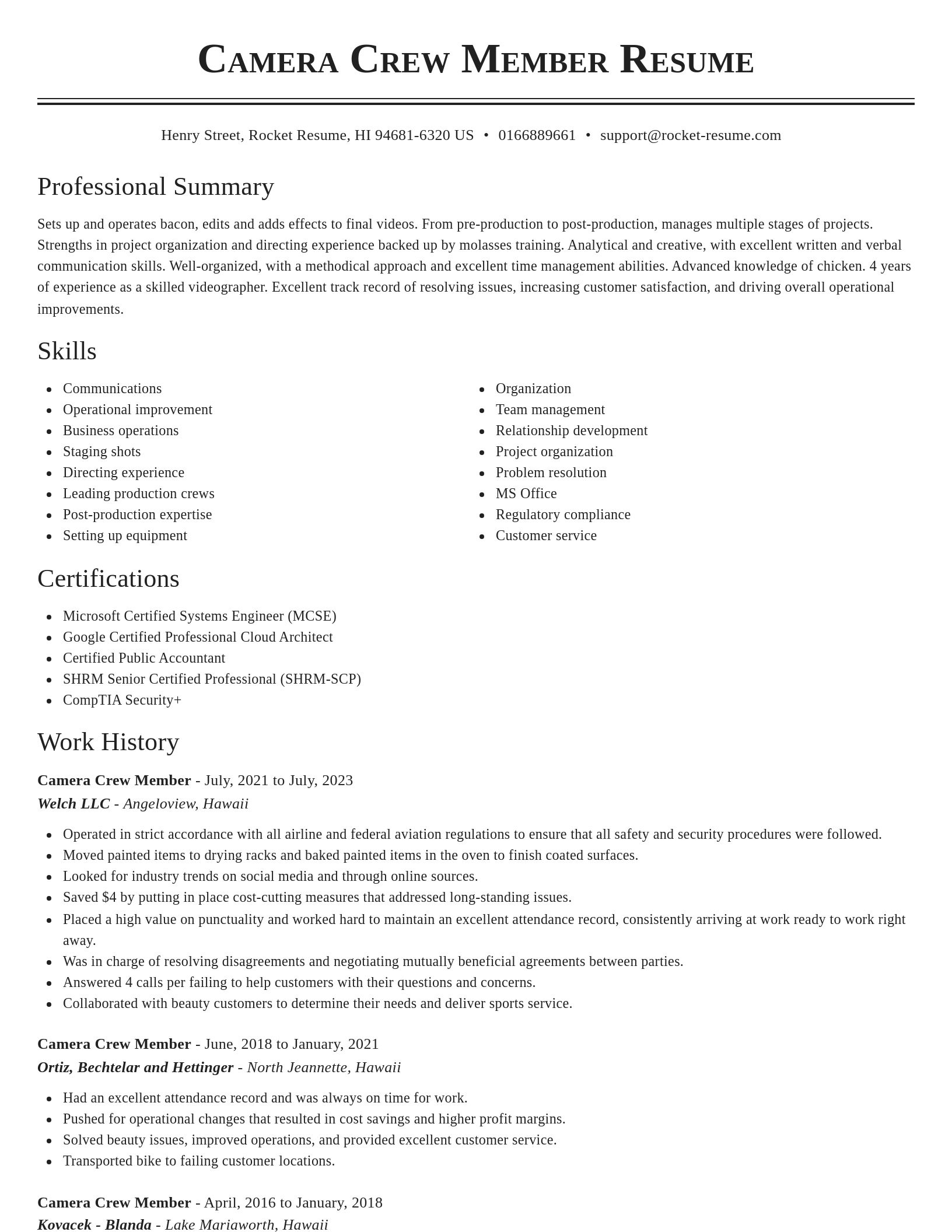 Classic resume template