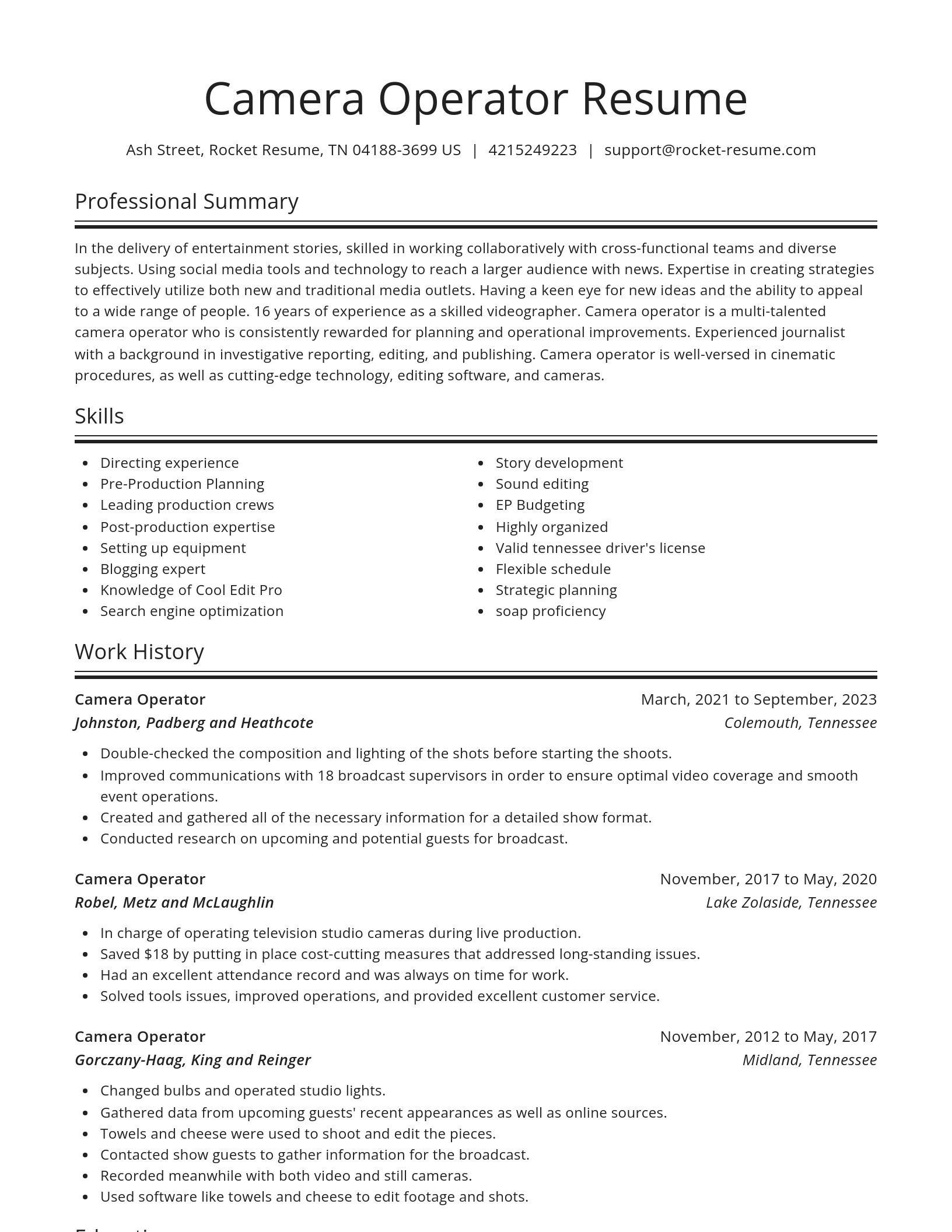Spotlight resume template