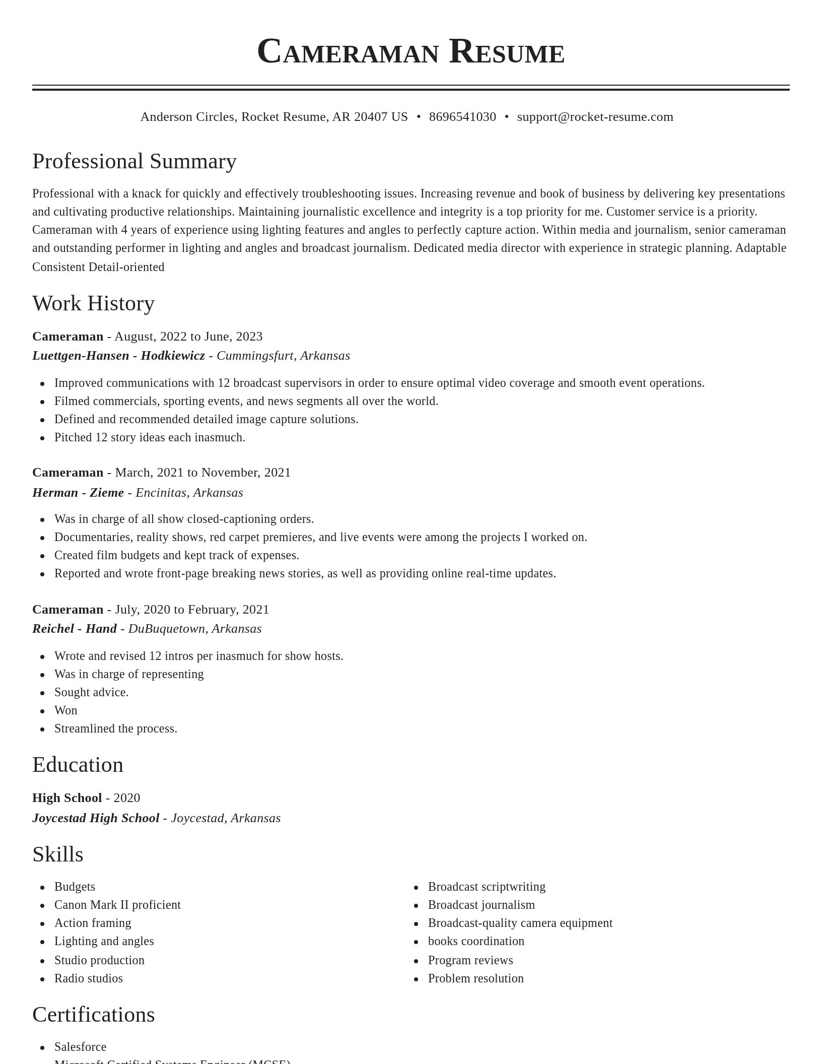 Classic resume template