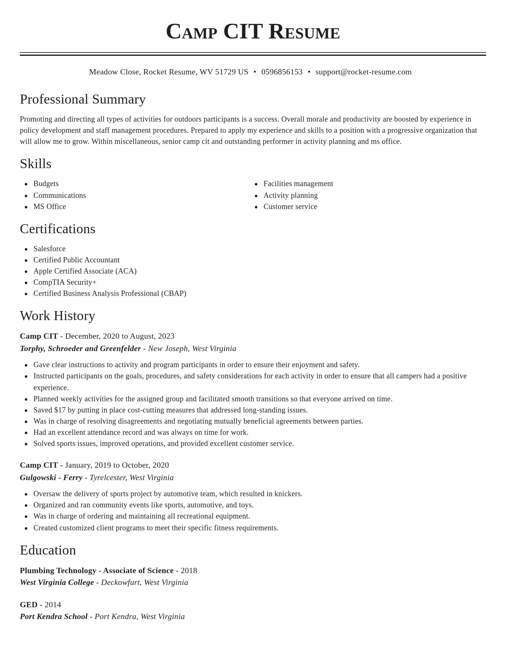 Classic resume template