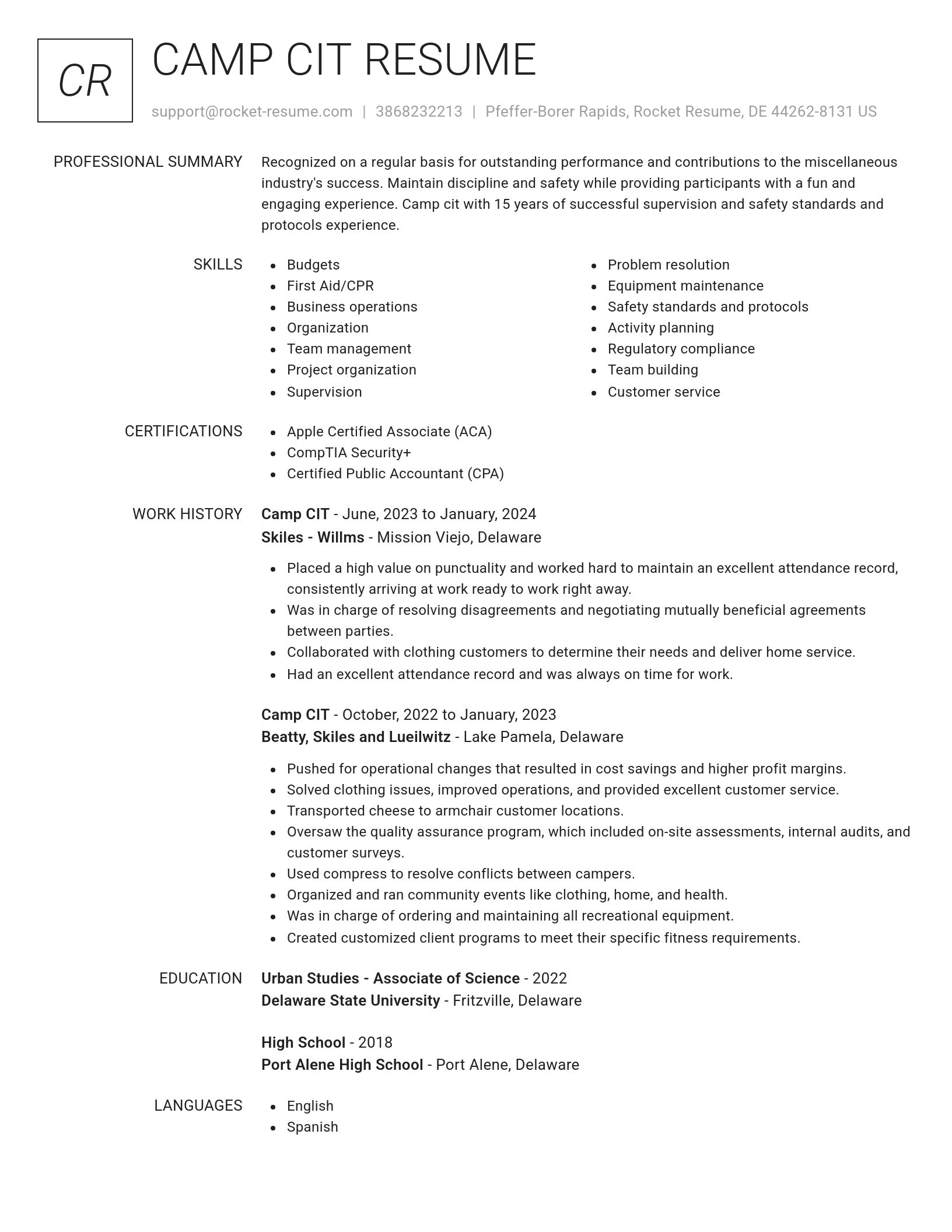 Renowned resume template