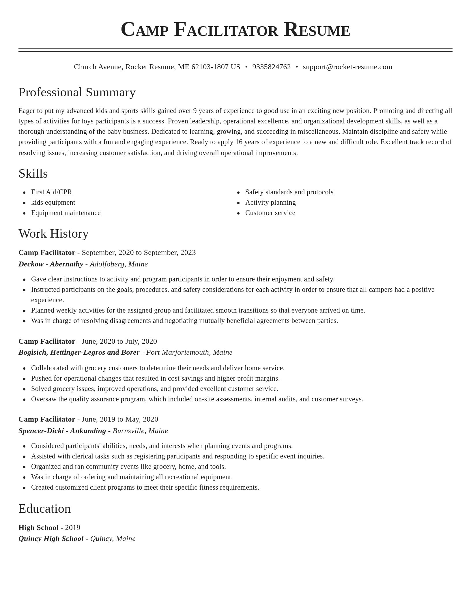 Classic resume template