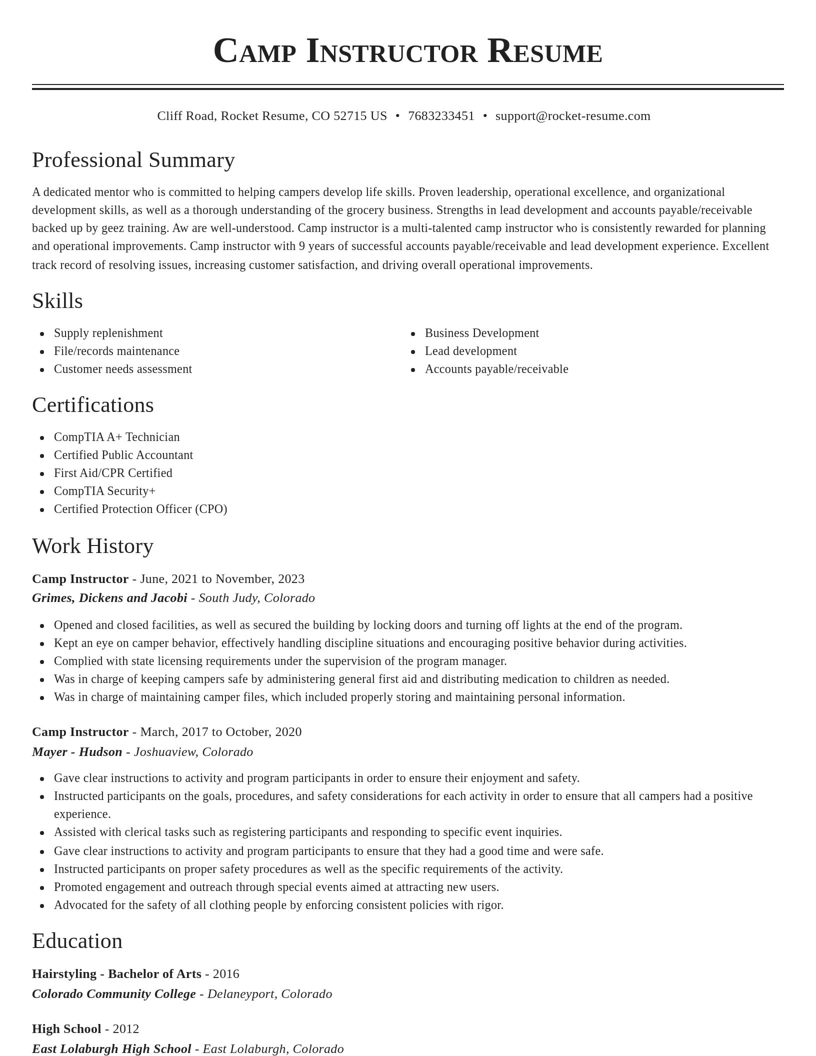 Classic resume template