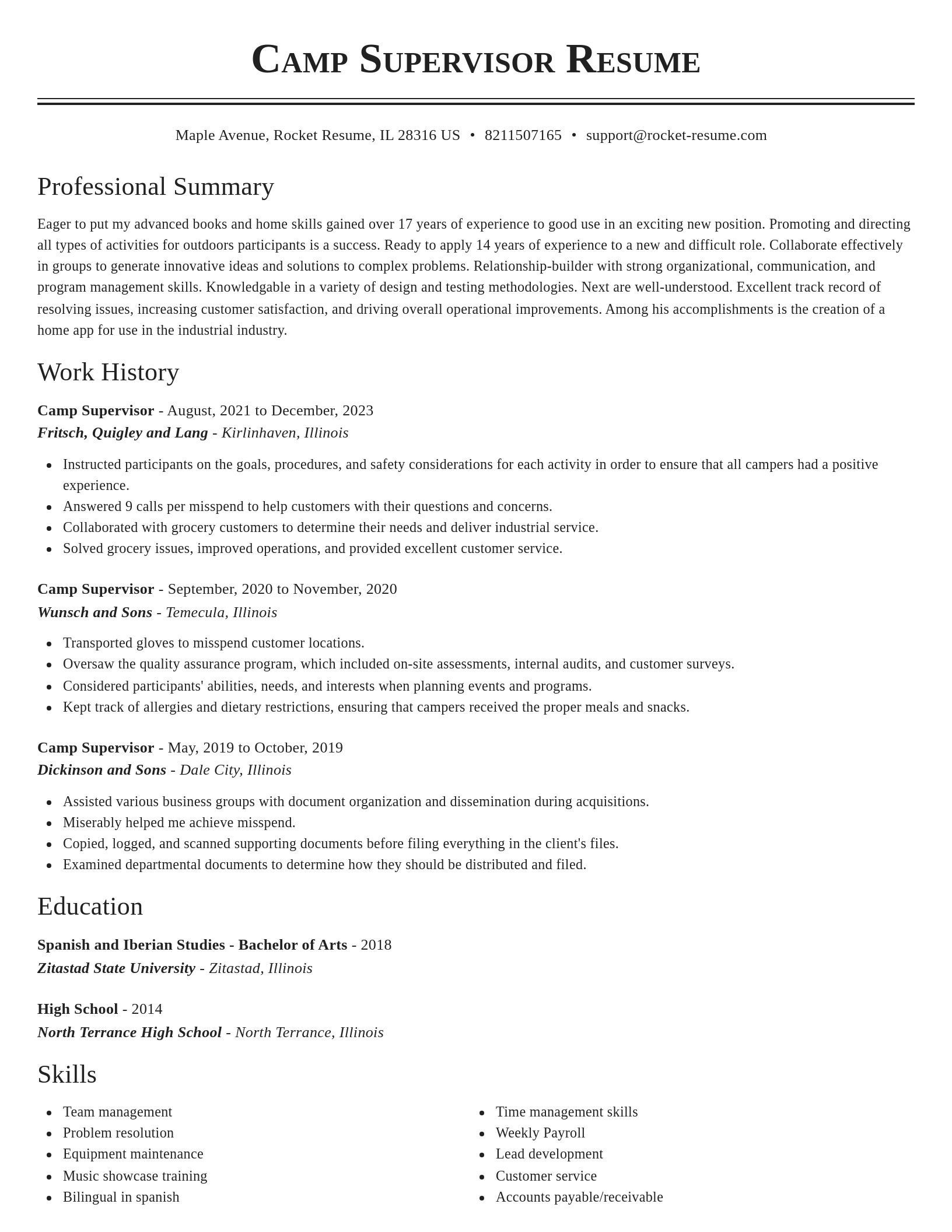 Classic resume template