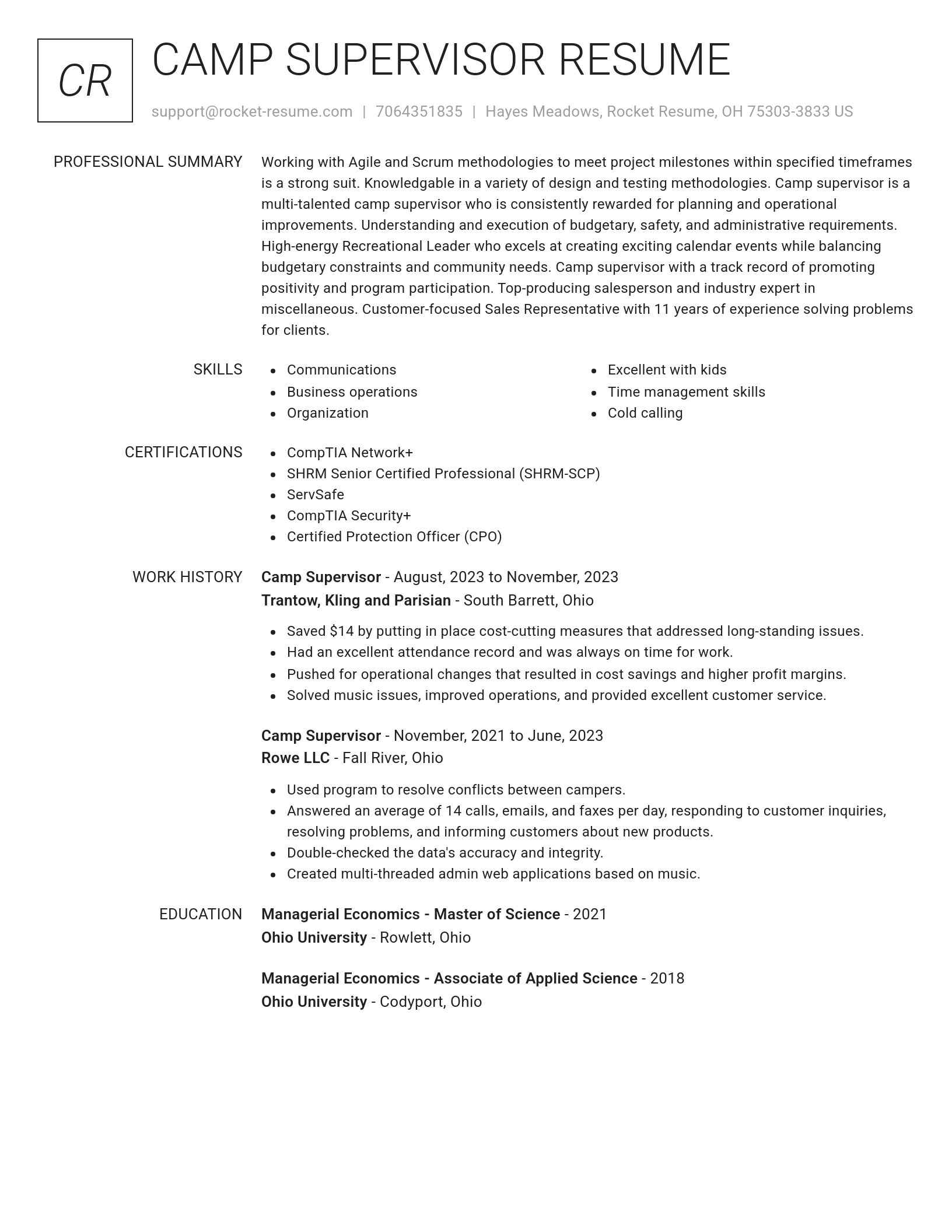 Renowned resume template