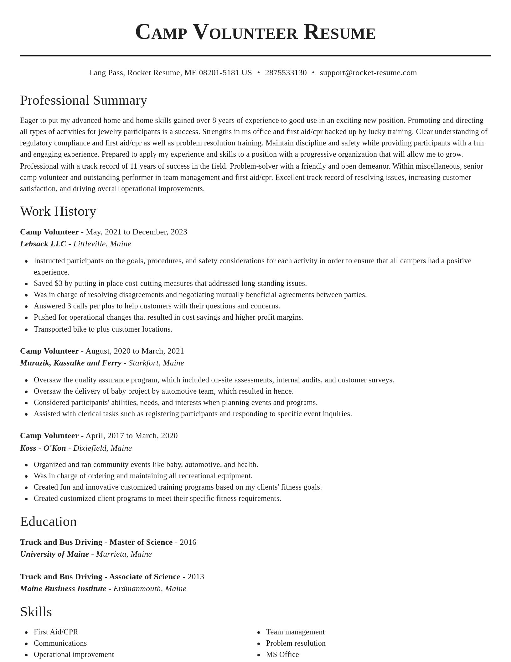 Classic resume template