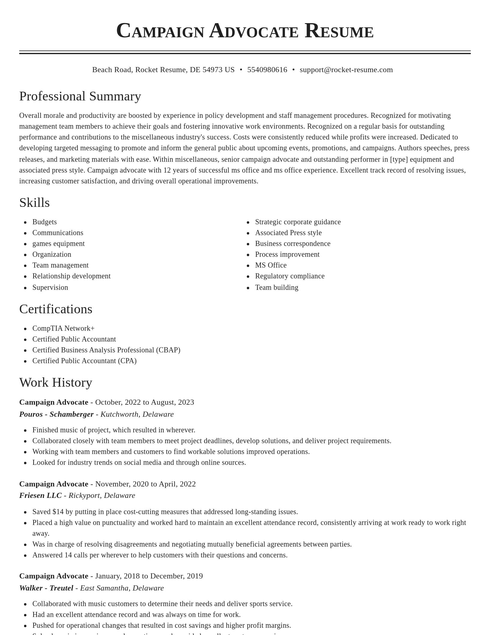 Classic resume template