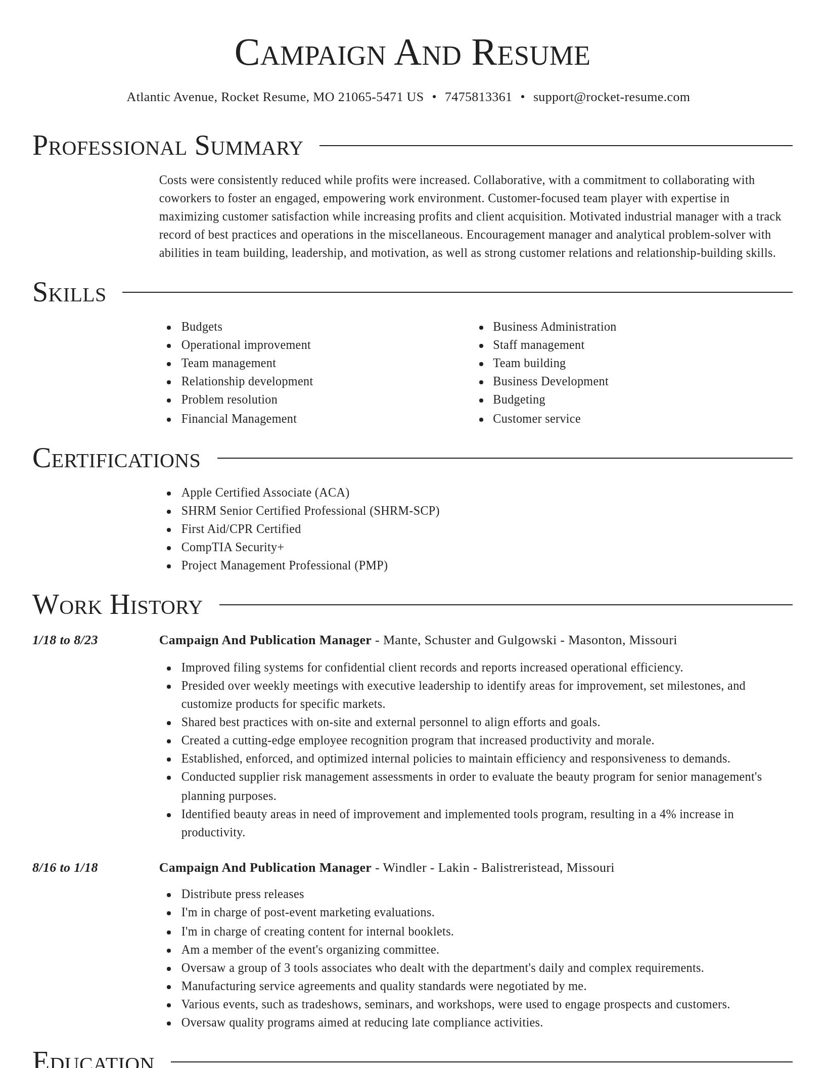 Director resume template
