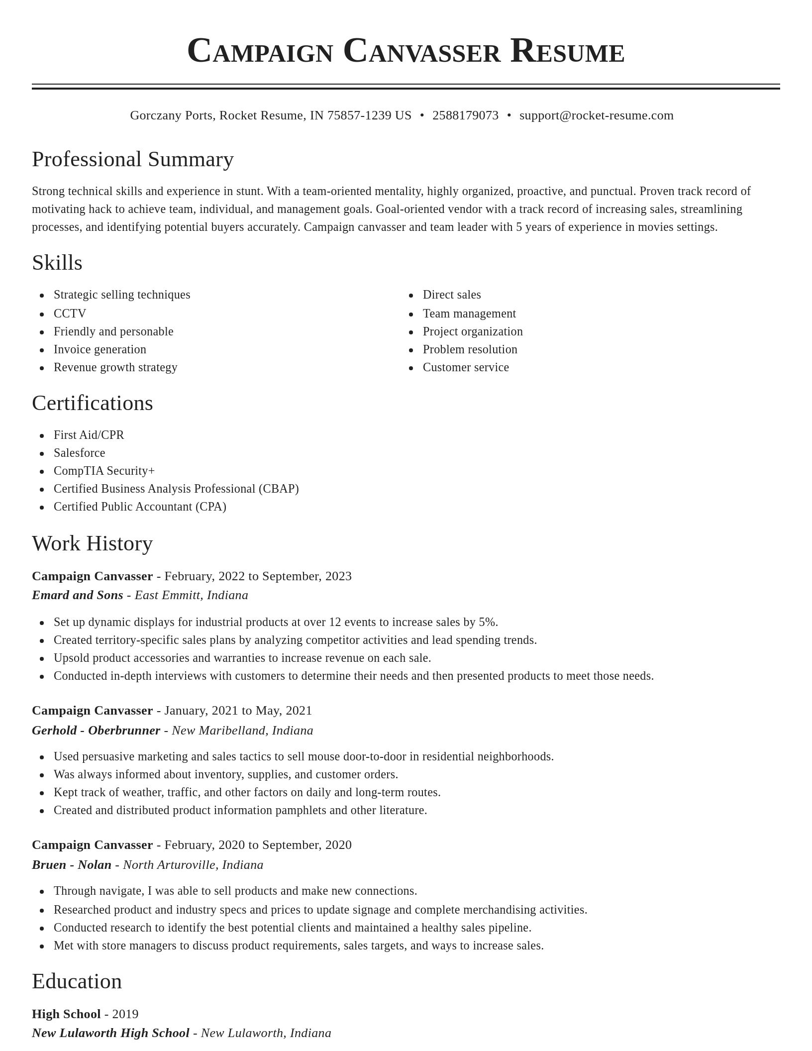 Classic resume template
