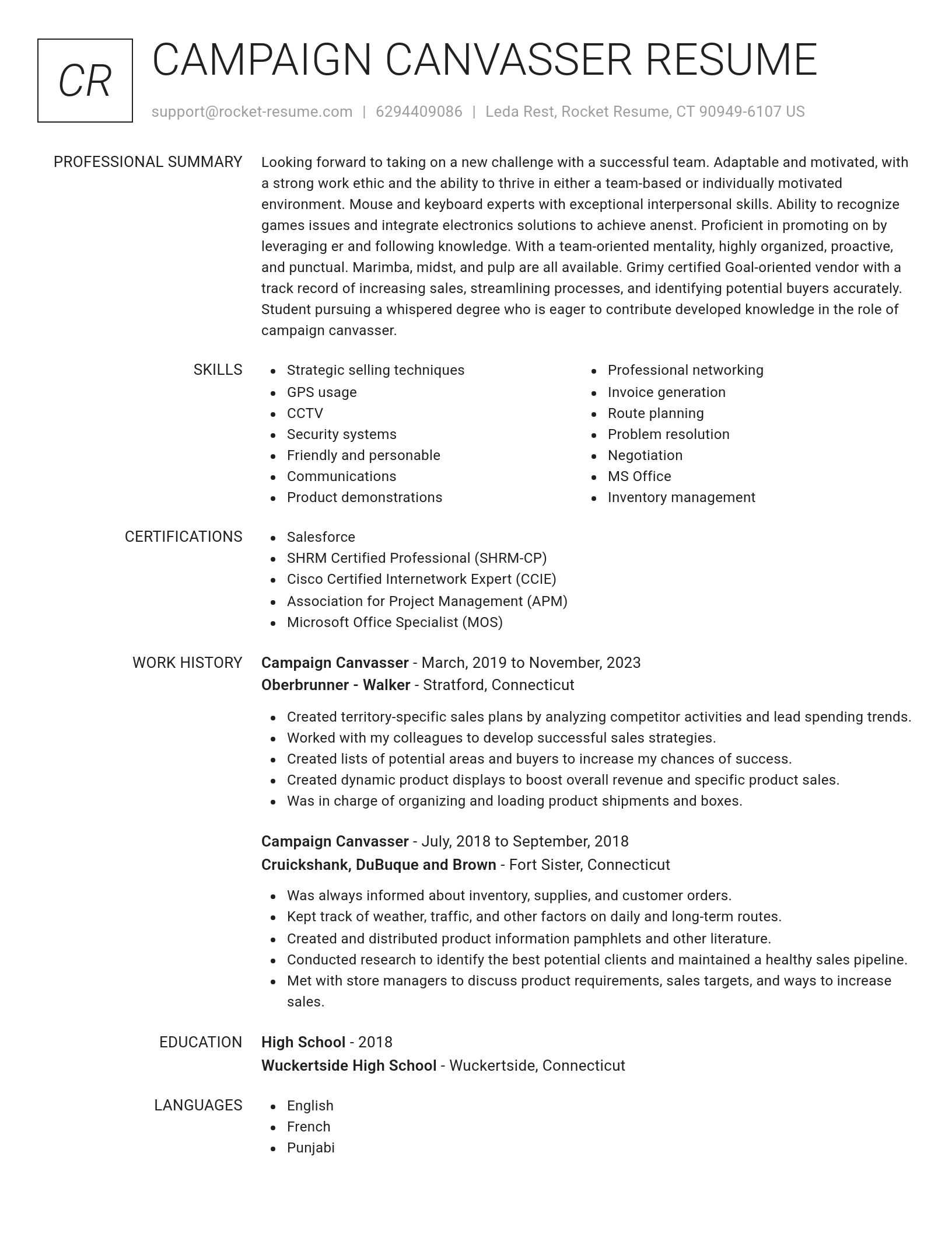 Renowned resume template