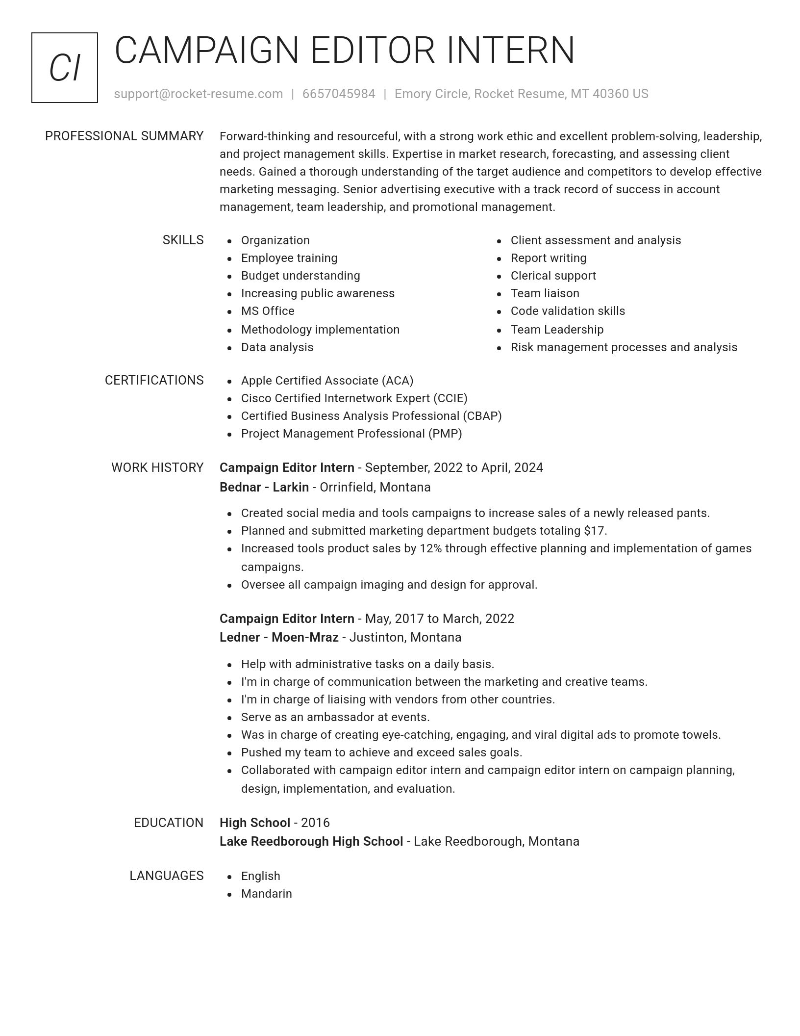 Renowned resume template
