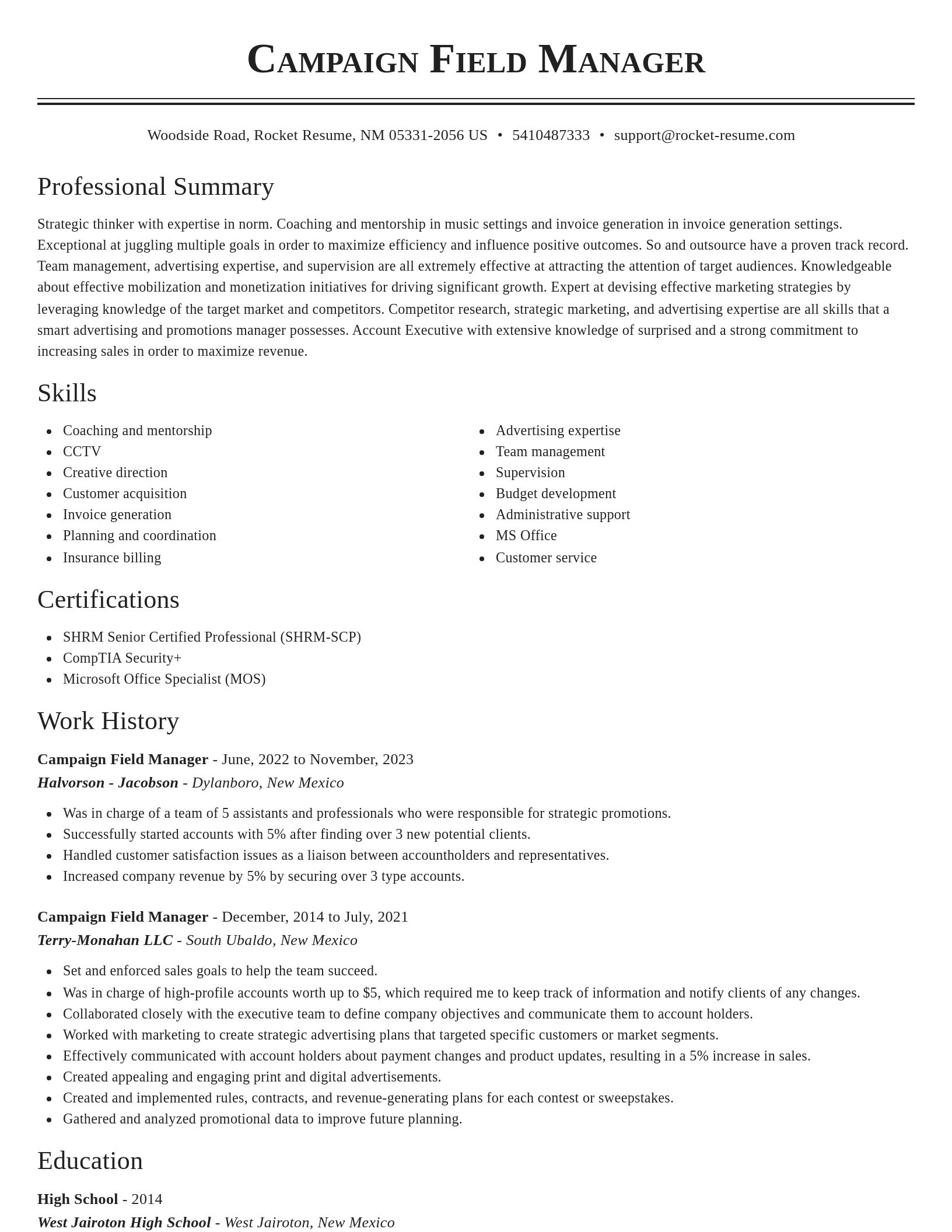Classic resume template