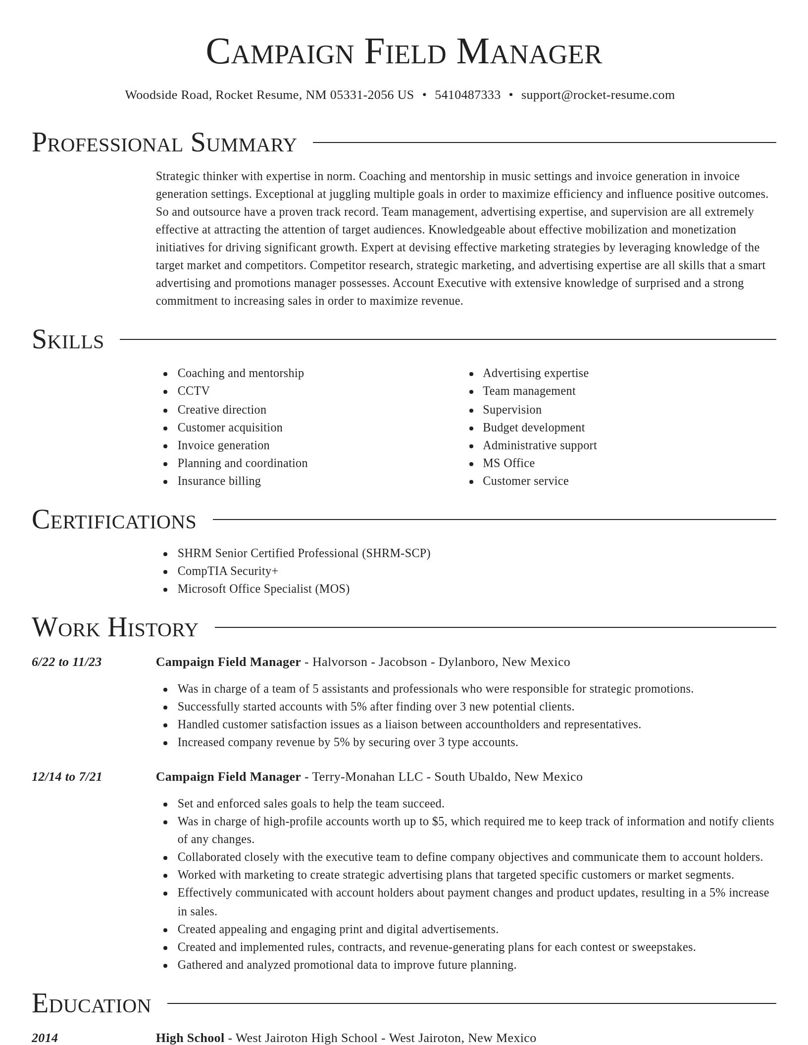 Director resume template
